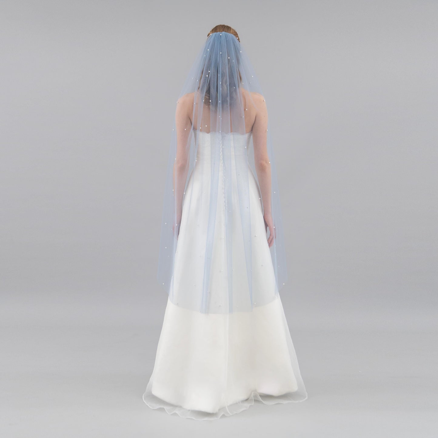Dusty Blue Pearl Veil