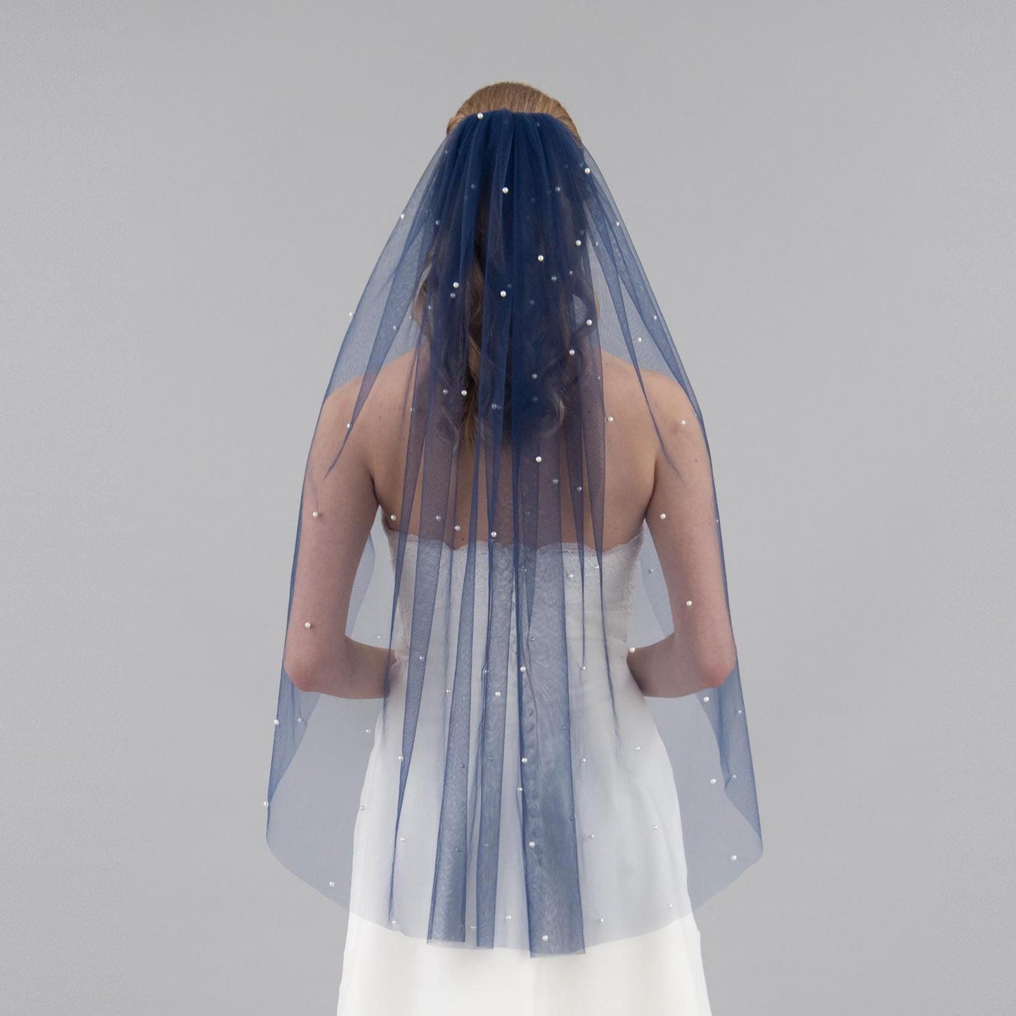 Navy Blue Pearl Veil