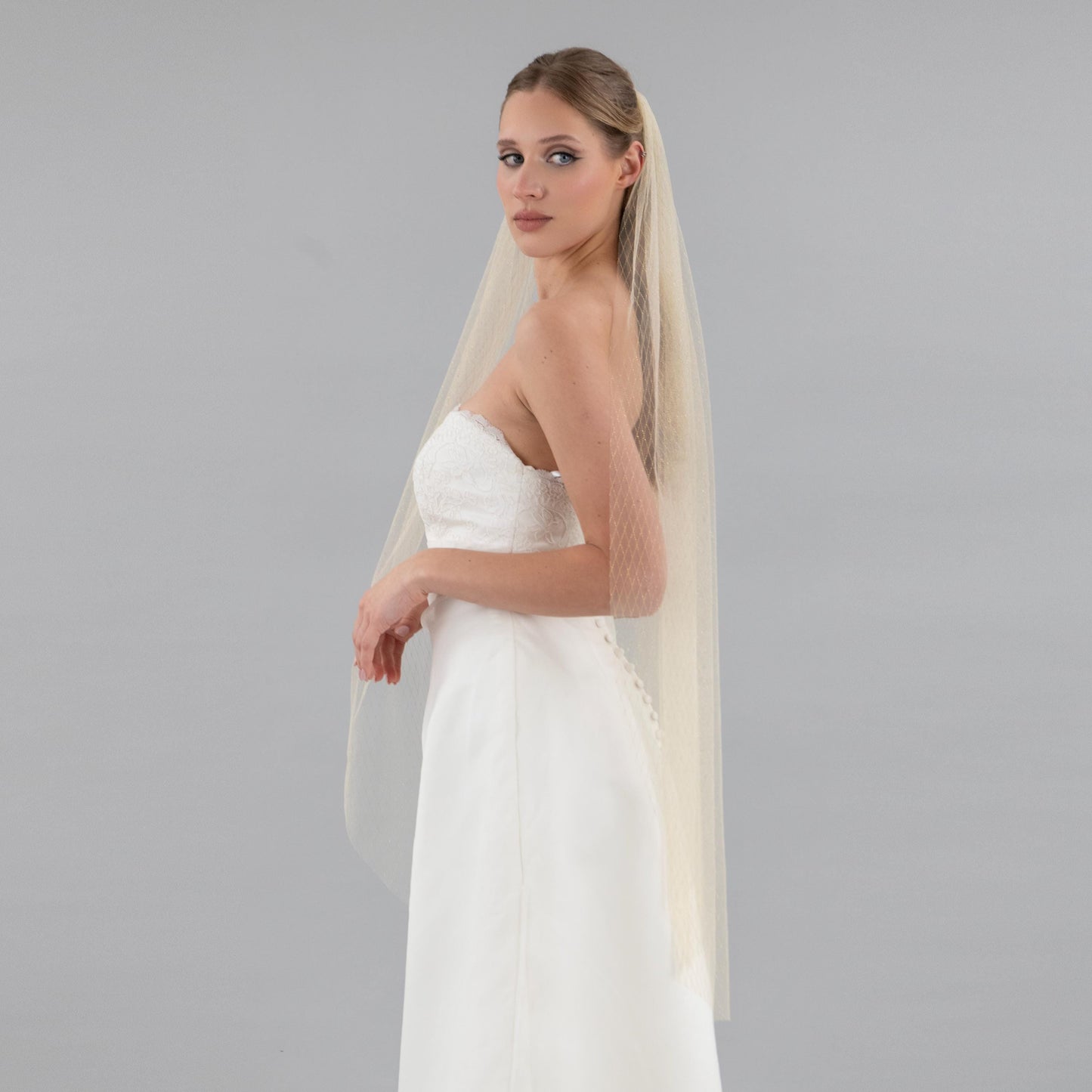 Champagne and Gold Thread Veil