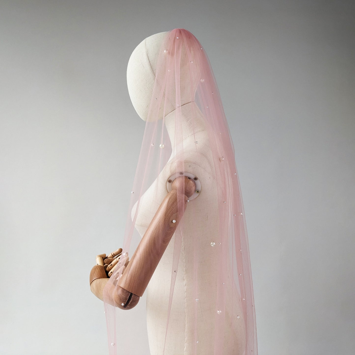 Blush Pink Irregular Pearl Veil