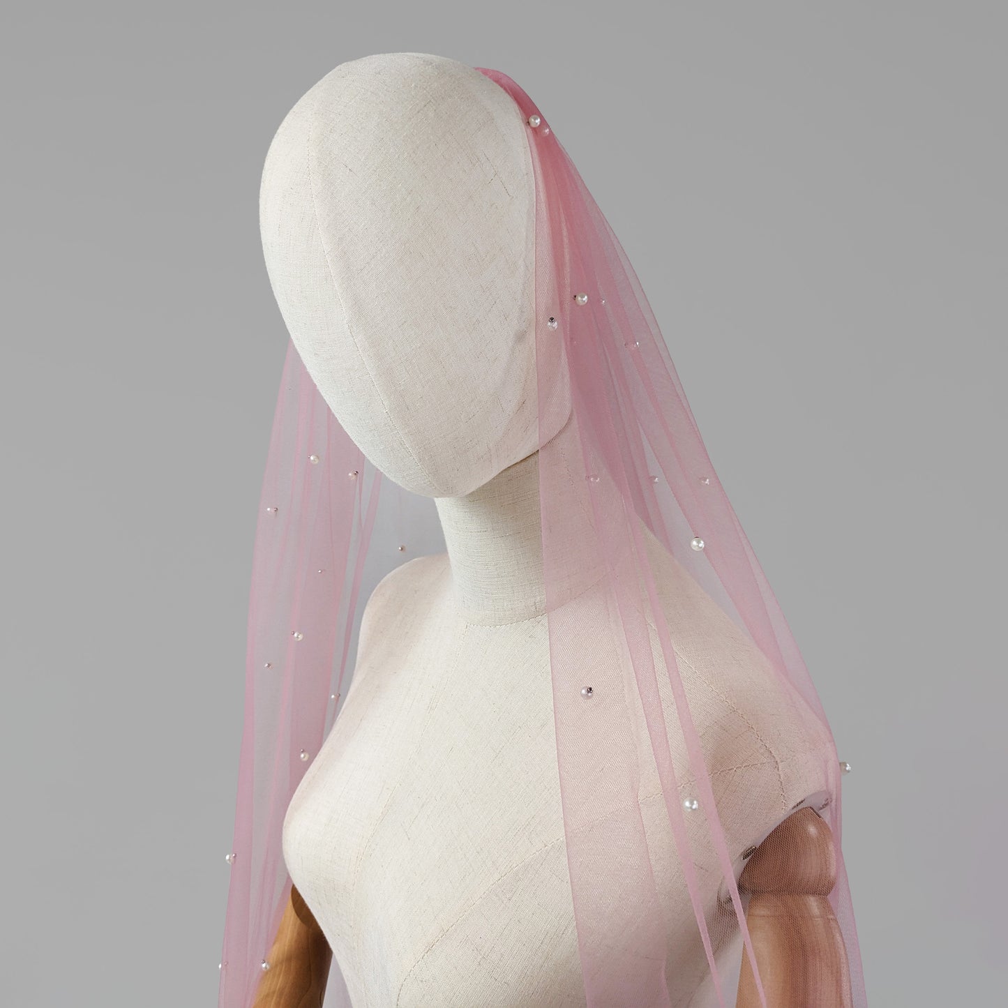 Dusty Pink Pearl Veil