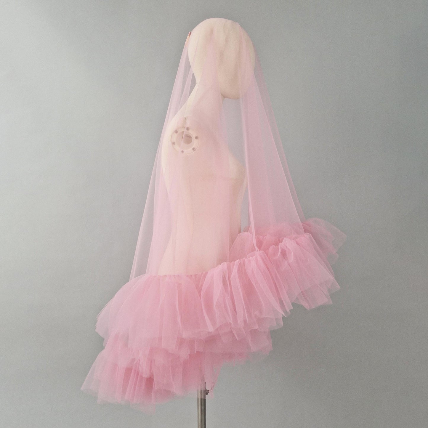 Rose Pink Ruffle Veil