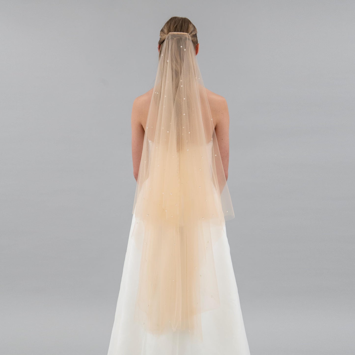Dark Champagne Pearl Blusher Veil