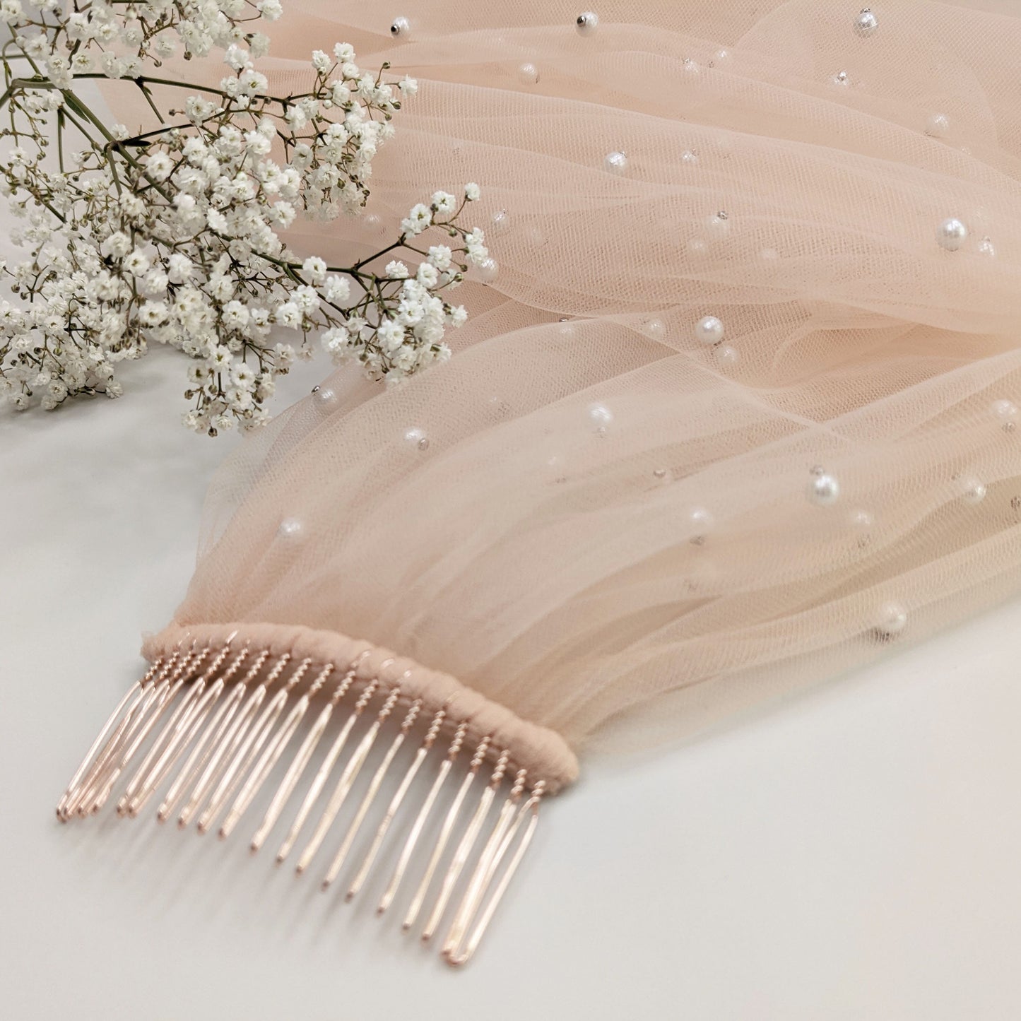 Nude Blush Pearl Veil
