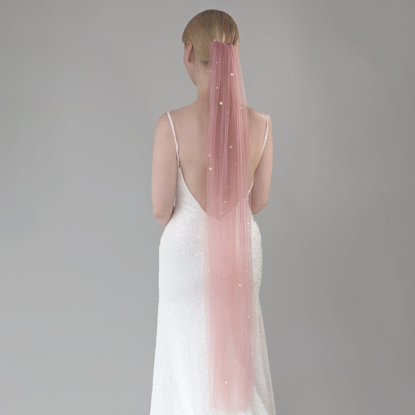 Blush Pink Irregular Pearl Veil
