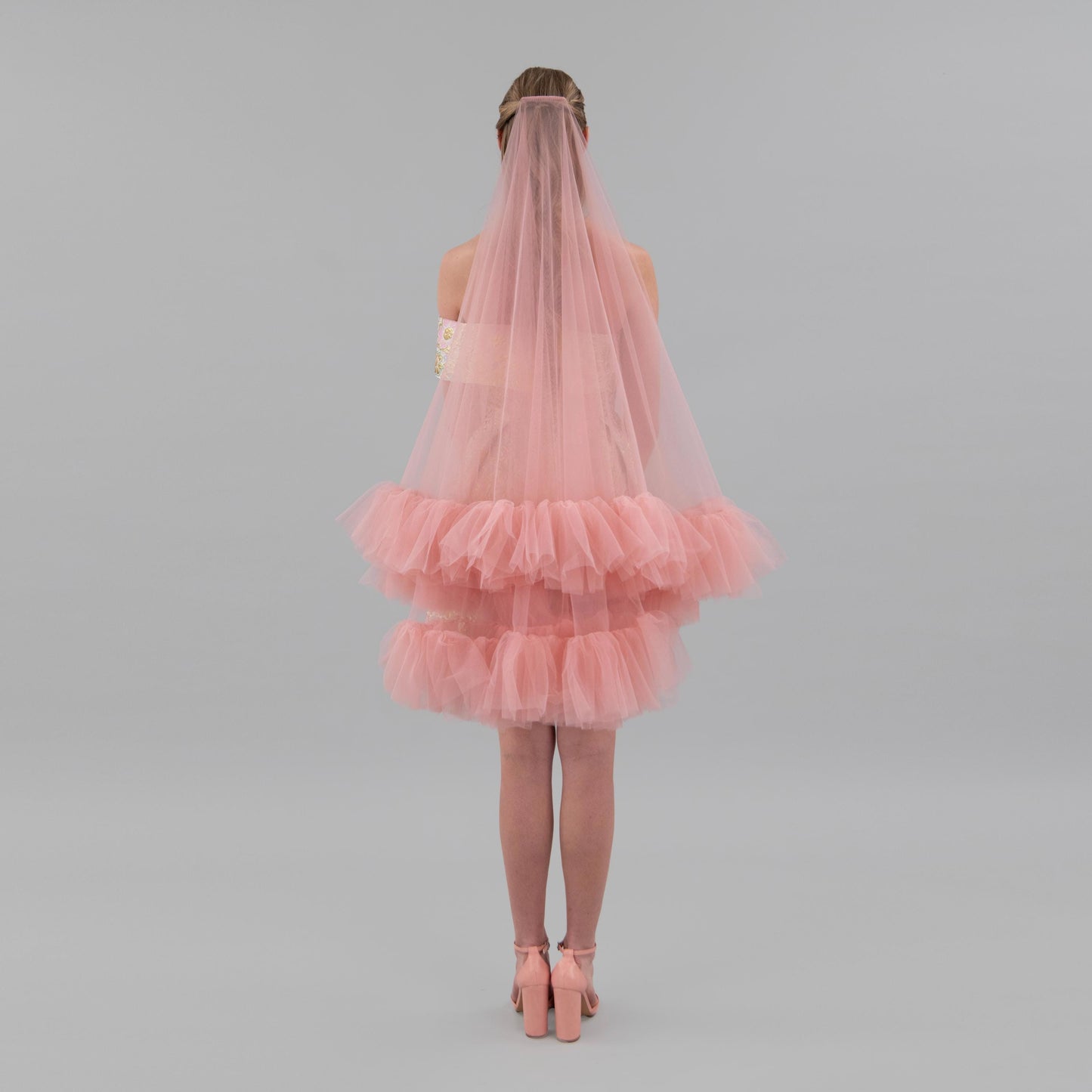 Blush Pink Ruffle Veil