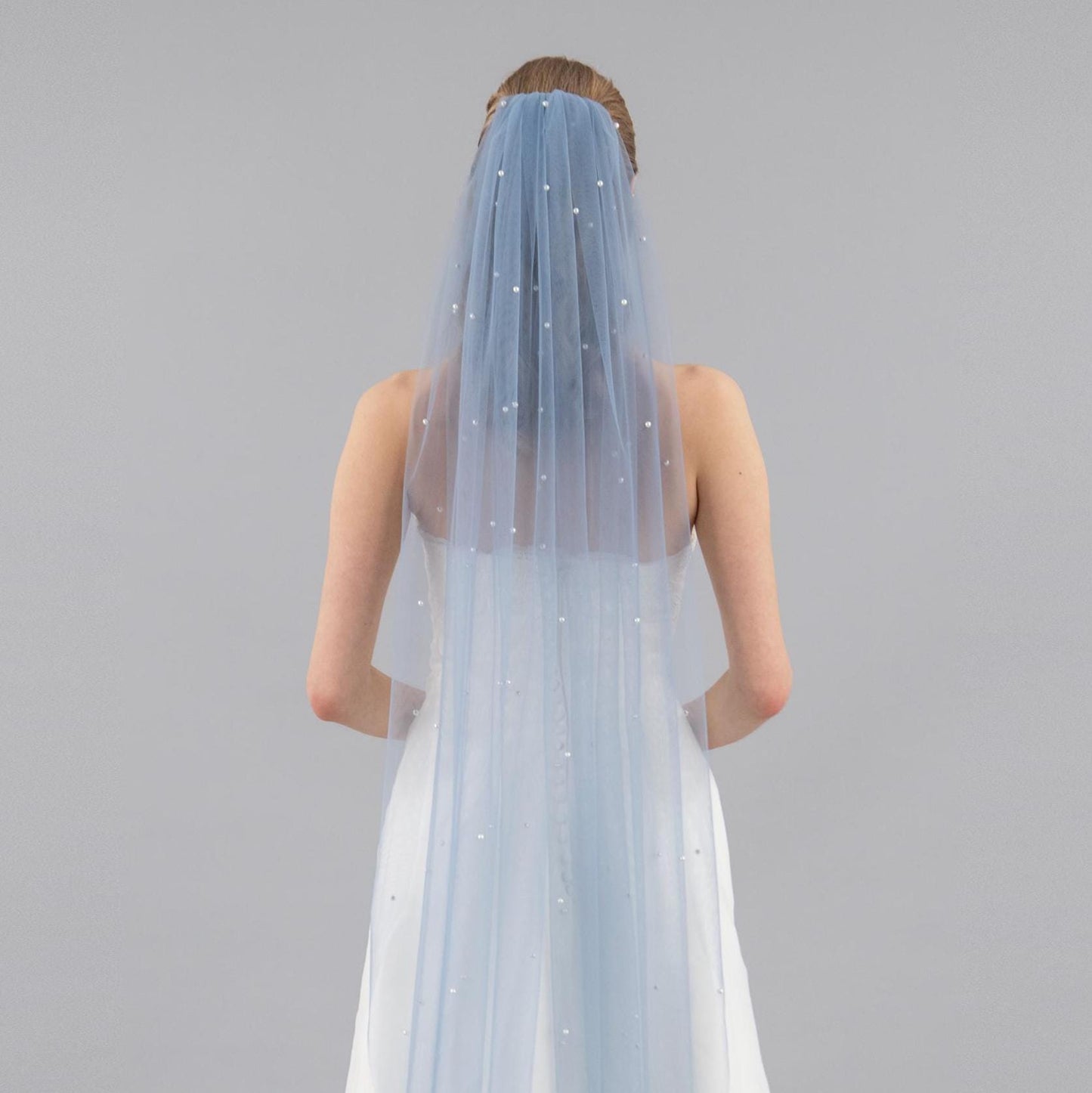 Dusty Blue Pearl Veil
