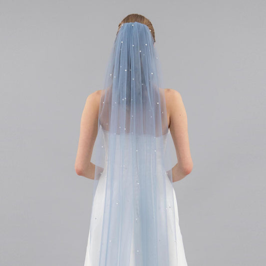 Dusty Blue Pearl Veil