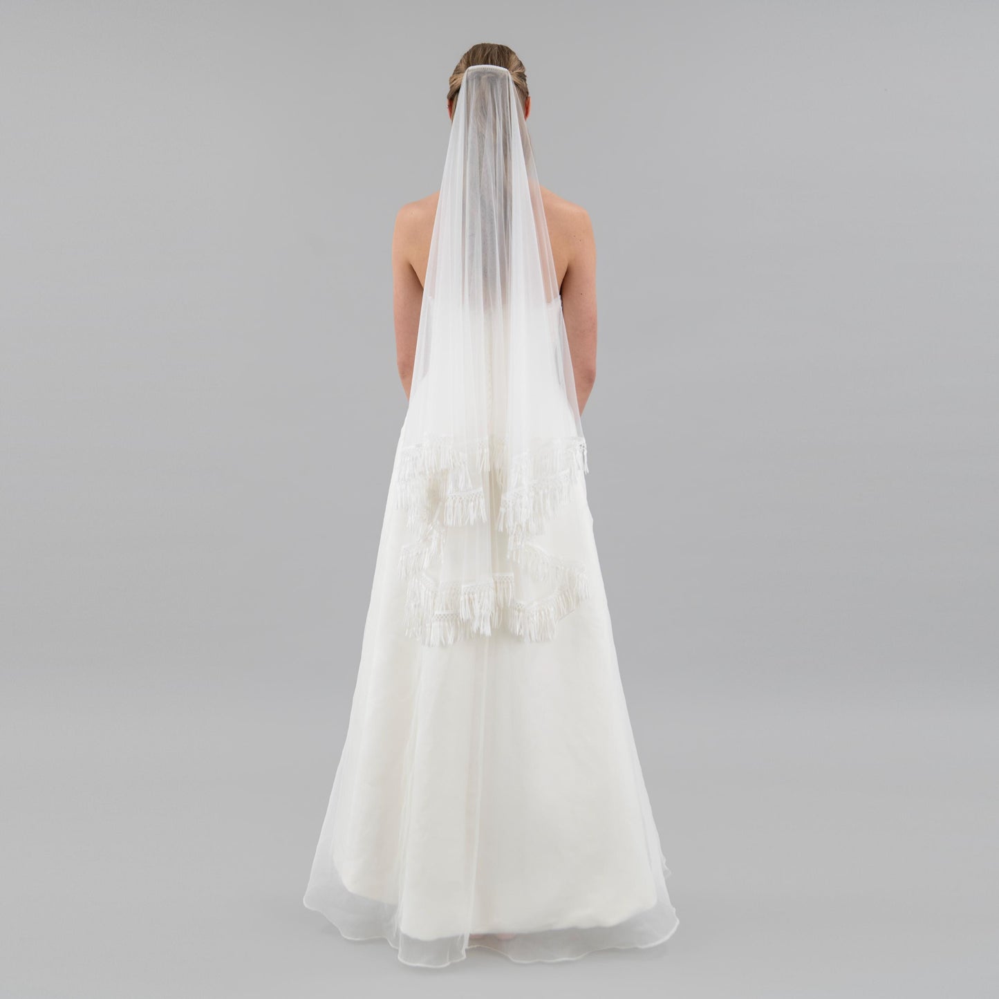 Ivory Bohemian Tassel Trim Veil