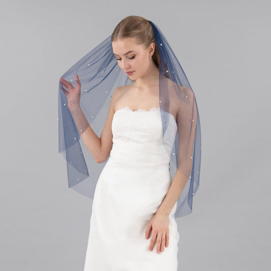 Navy Blue Pearl Veil