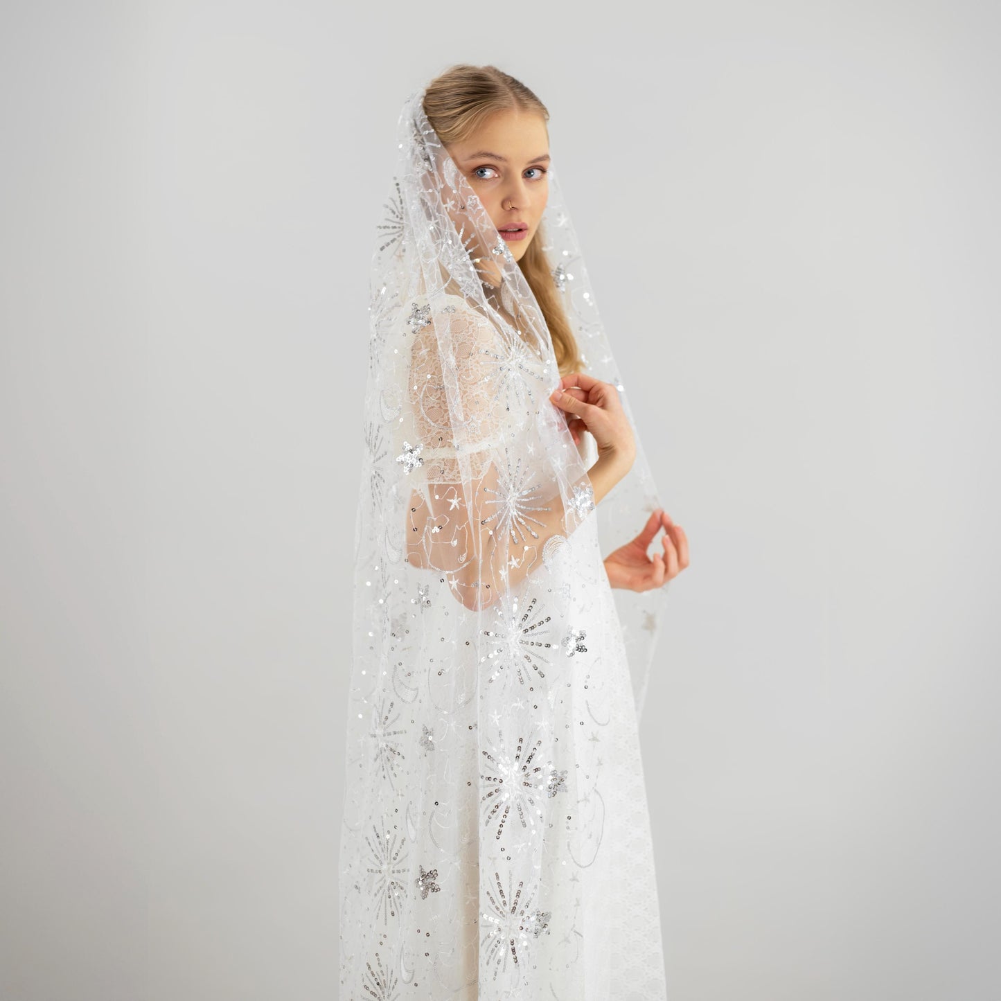 Ivory and Silver Celestial Veil