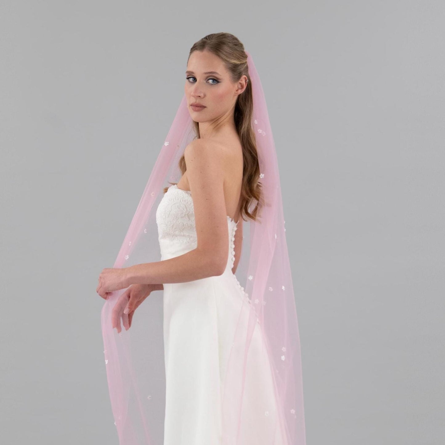 Rose Pink Mini Flower Veil