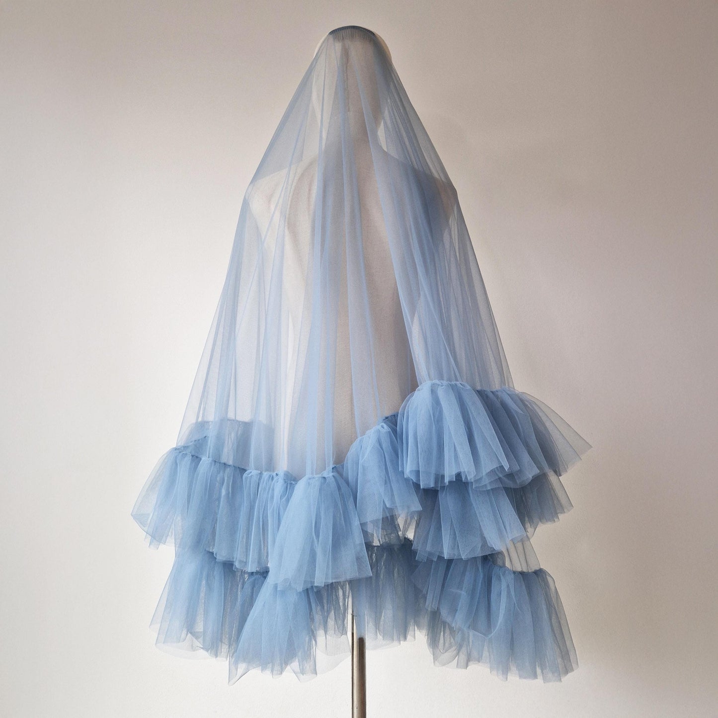 Dusty Blue Ruffle Veil