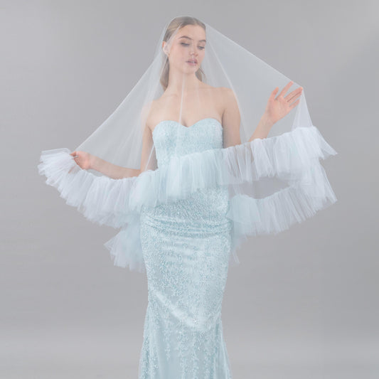Baby Blue Ruffle Veil