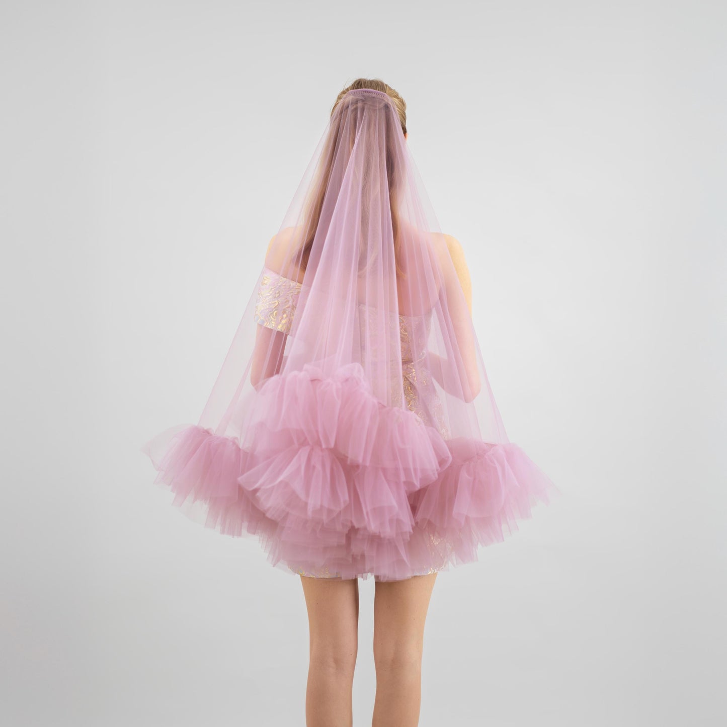 Lilac Purple Ruffle Veil