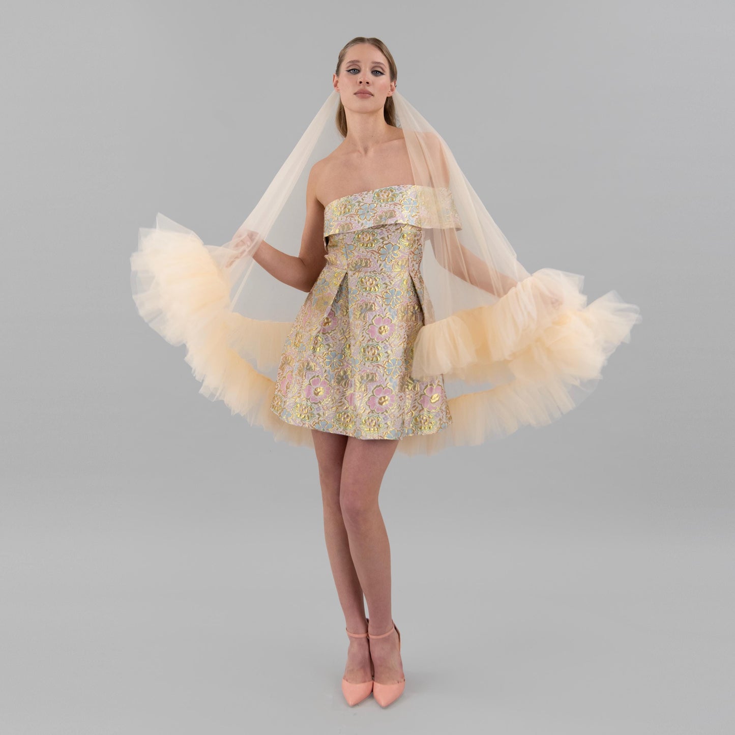 Champagne Ruffle Veil
