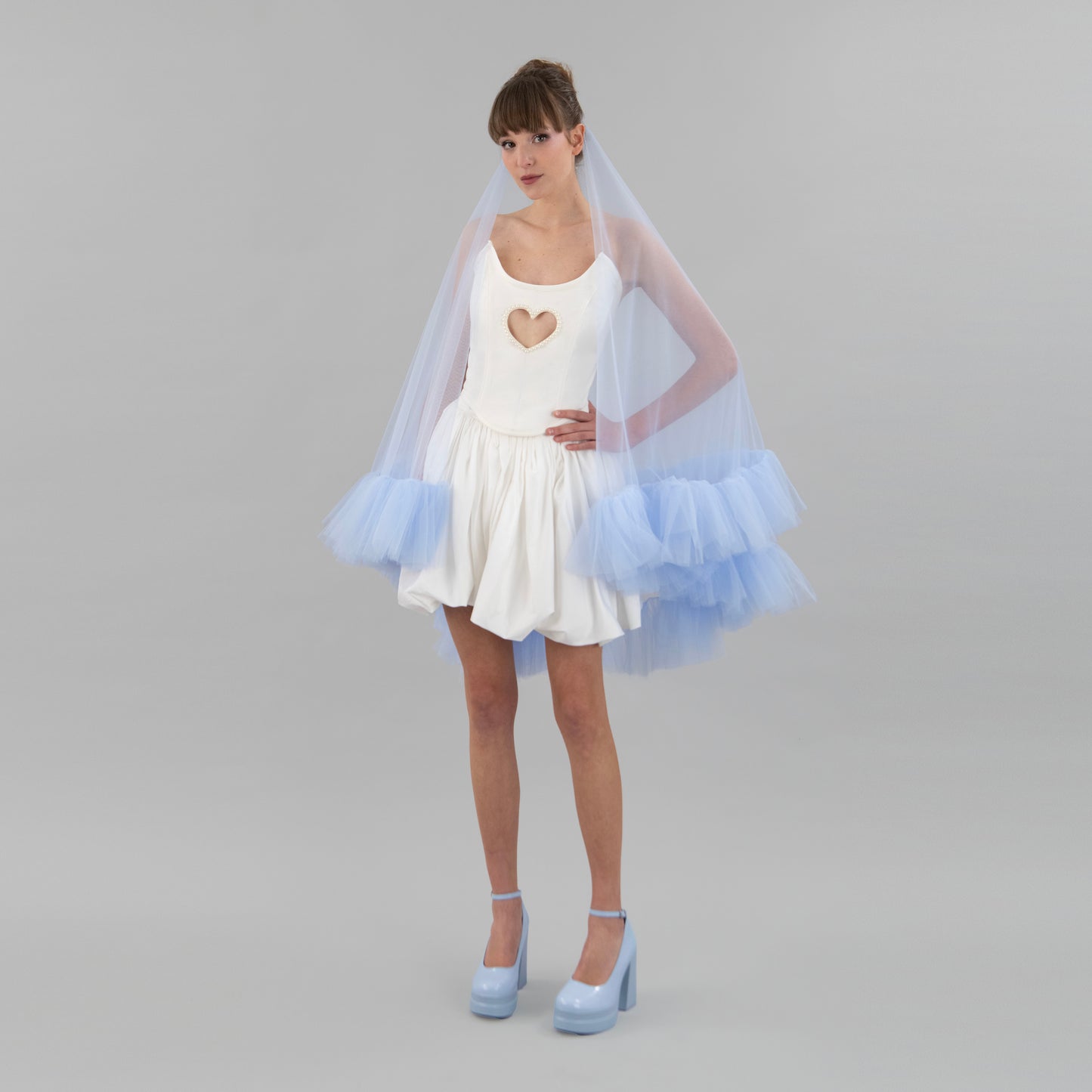 Sky Blue Ruffle Veil