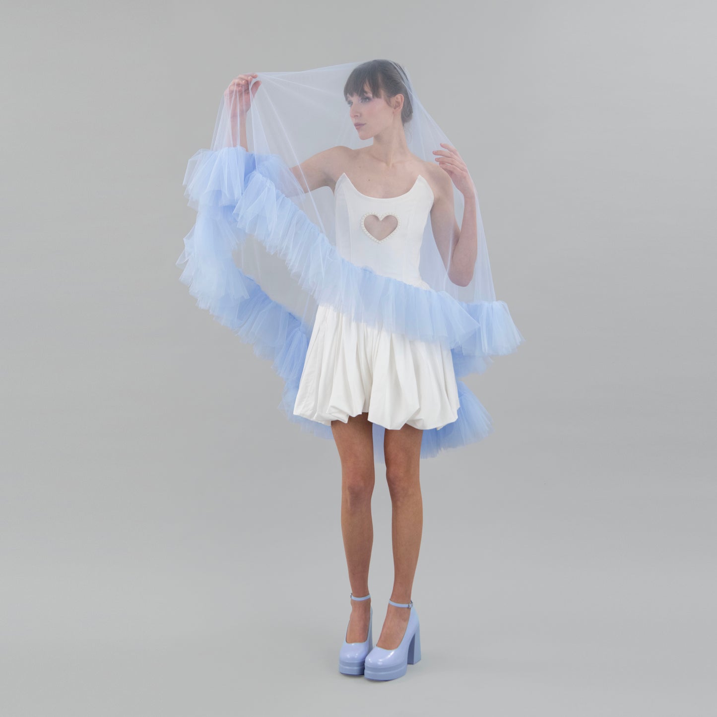 Sky Blue Ruffle Veil