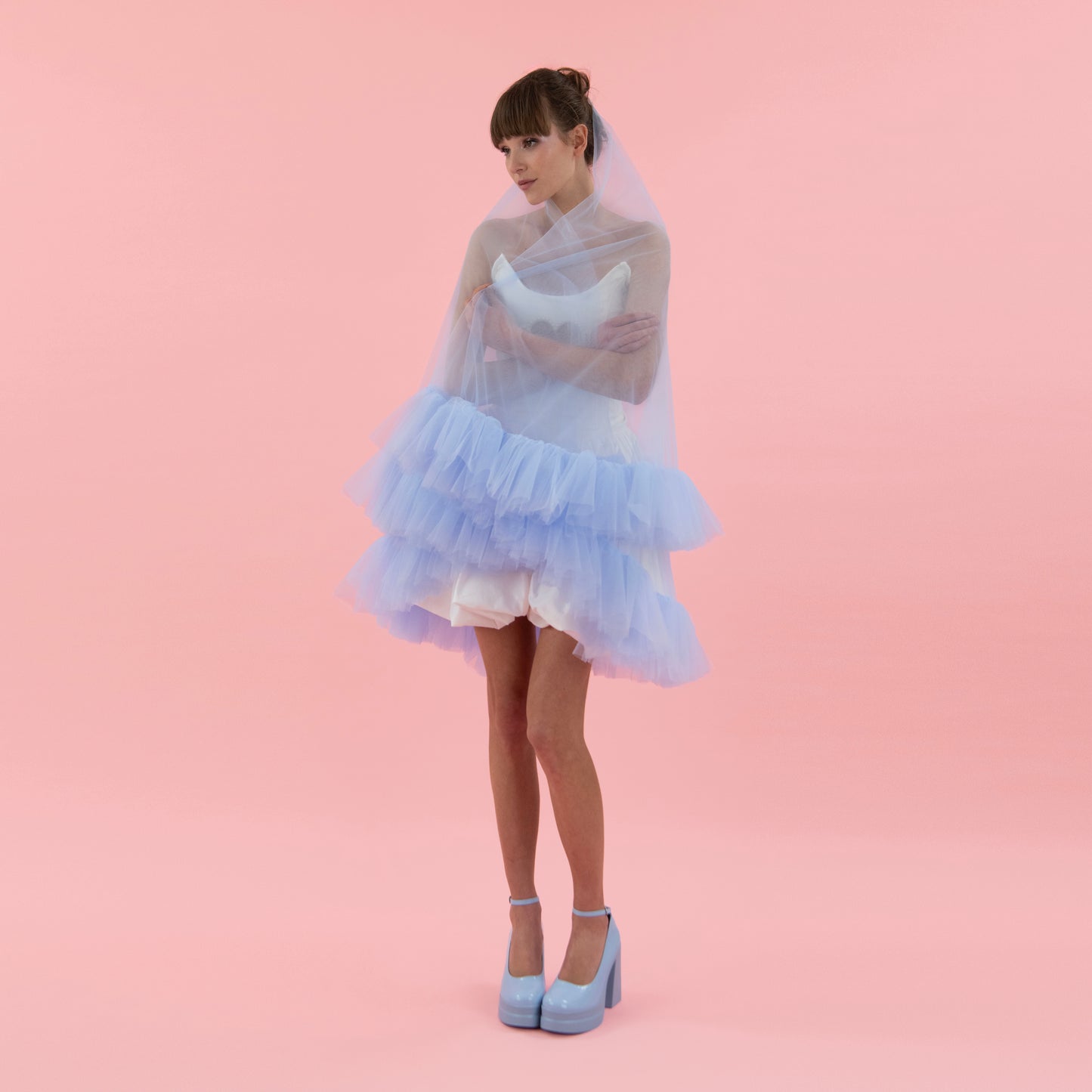 Sky Blue Ruffle Veil