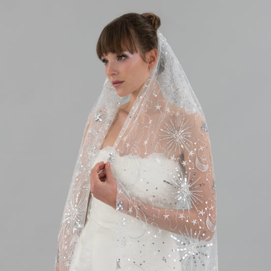 Ivory and Silver Celestial Veil