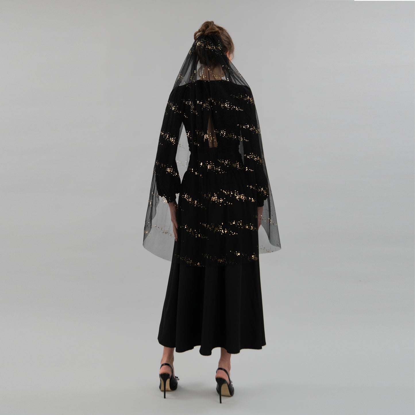 Black Large Gold Glitter Veil