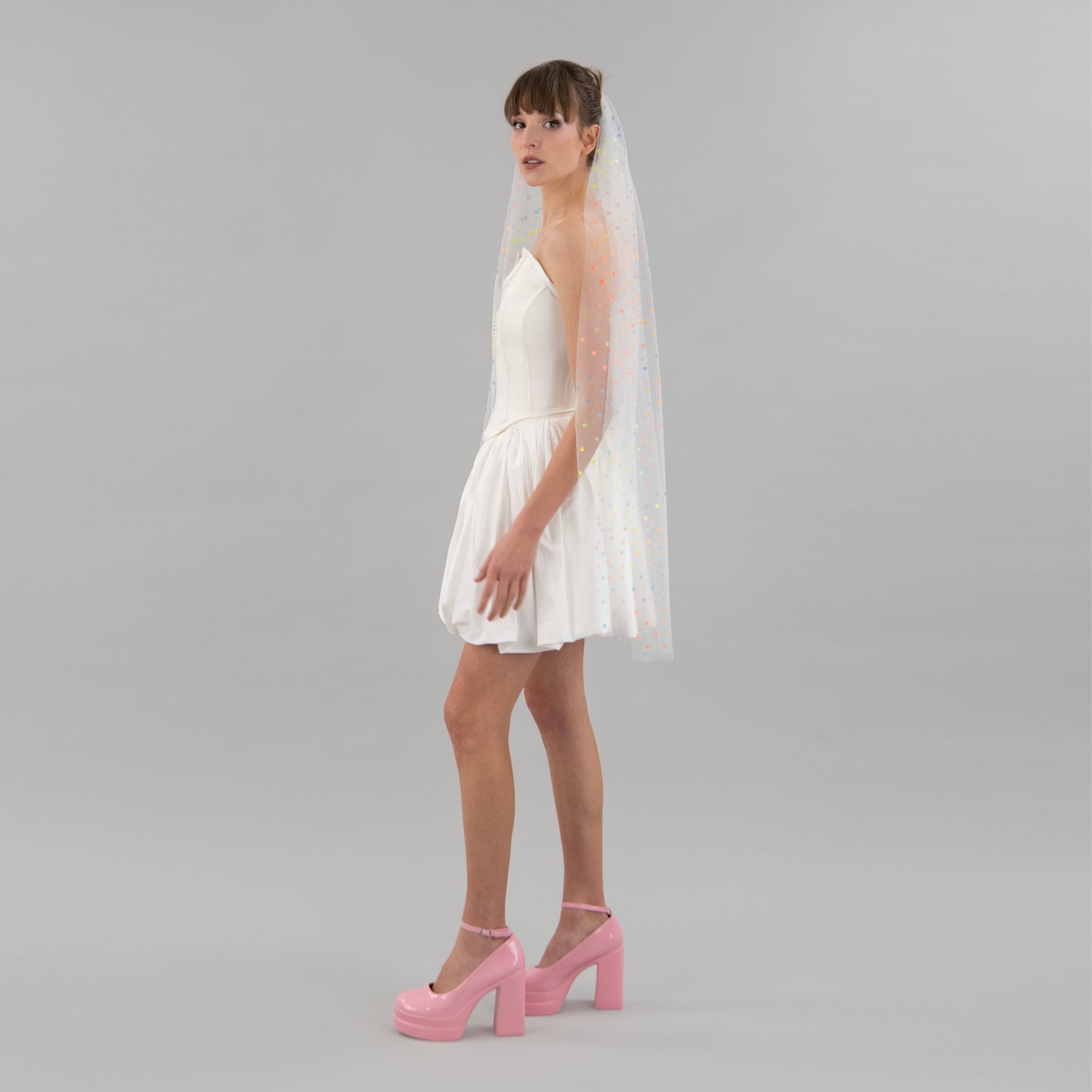 Ivory Rainbow Polka Dot Veil
