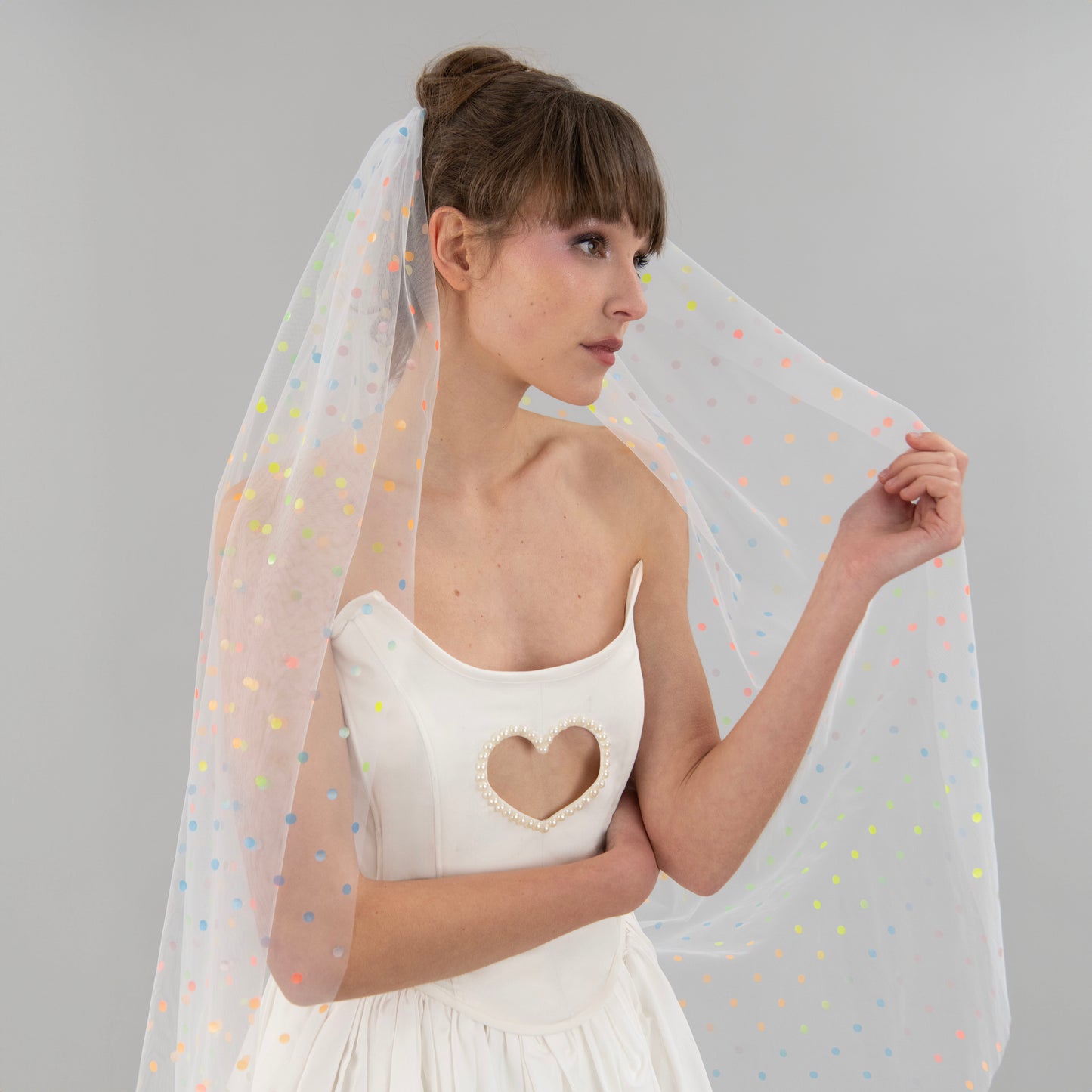 Ivory Rainbow Polka Dot Veil
