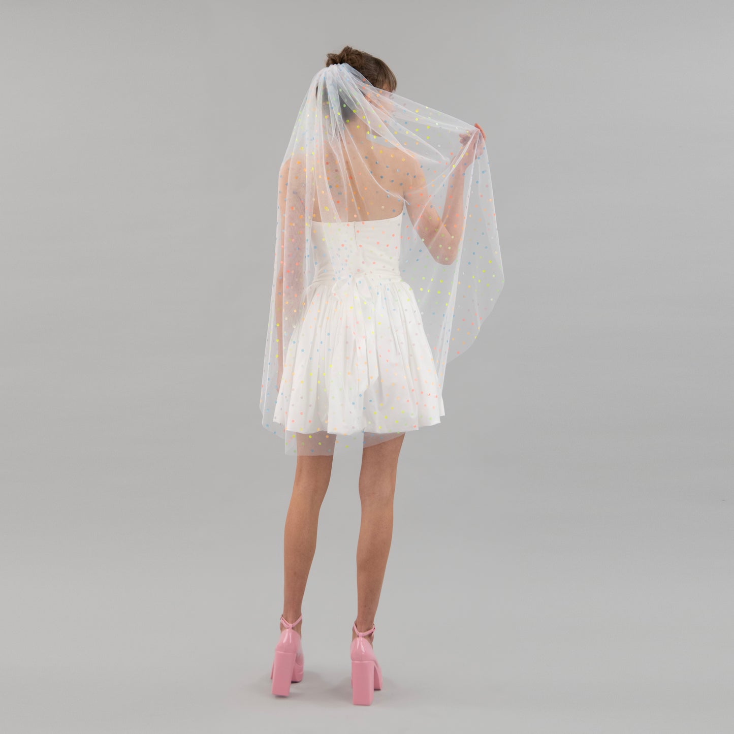 Ivory Rainbow Polka Dot Veil