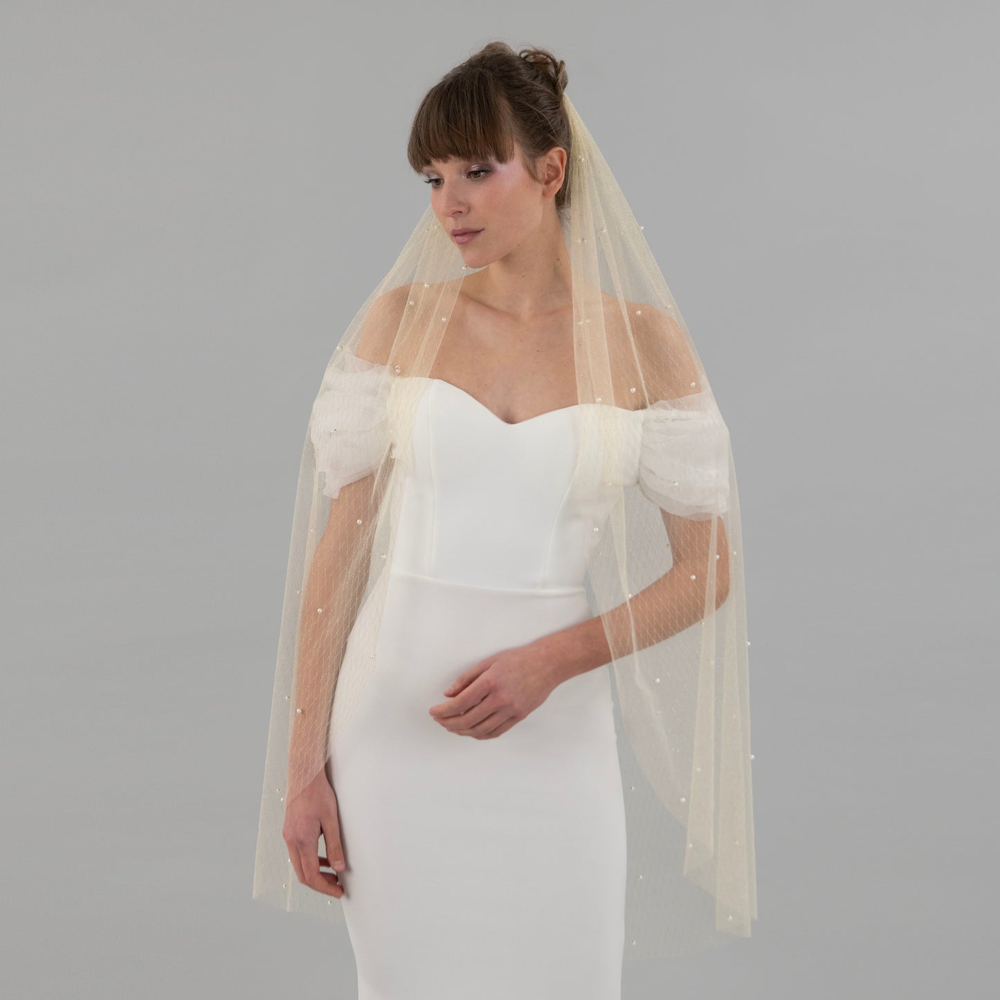 Champagne and Gold Thread Pearl Veil