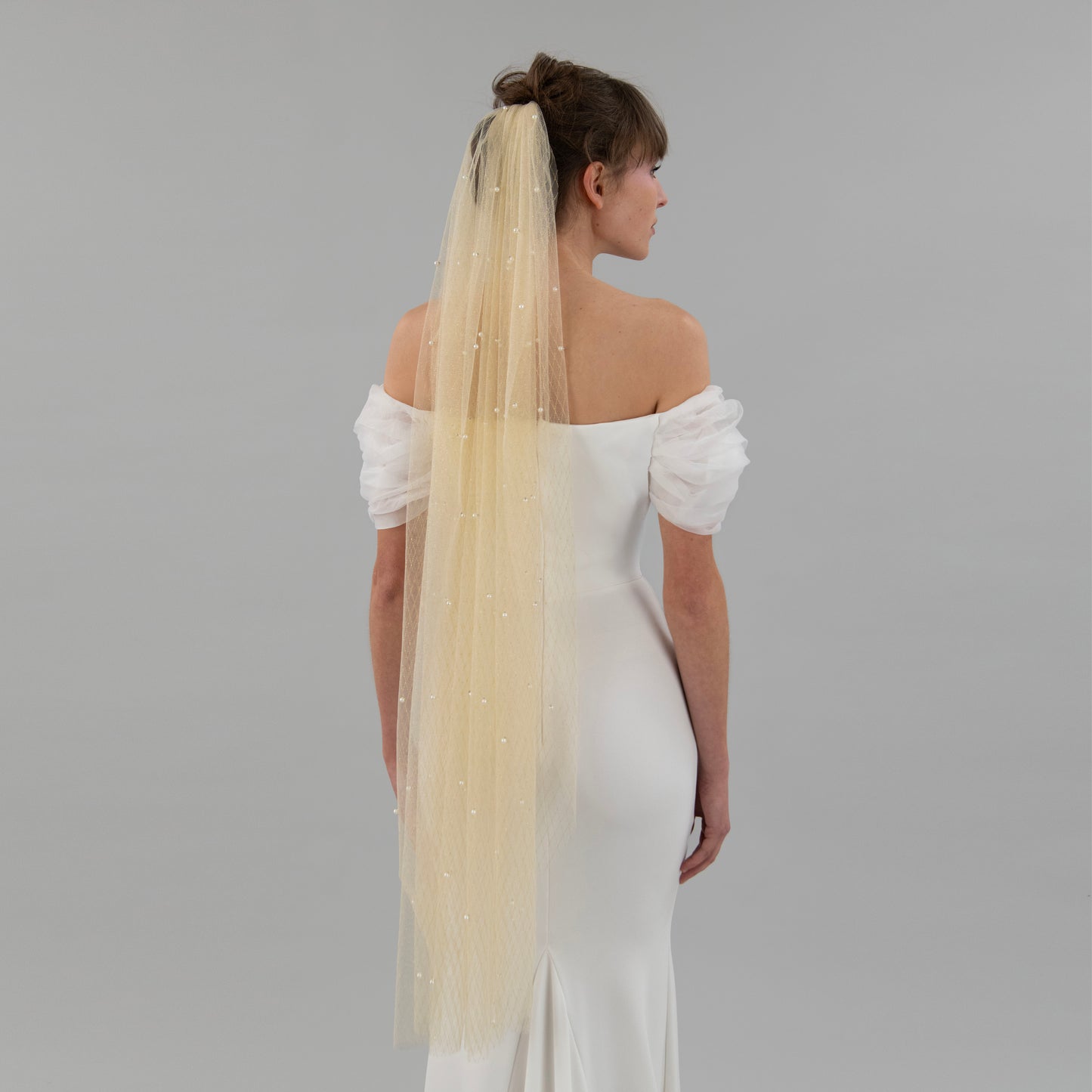 Champagne and Gold Thread Pearl Veil