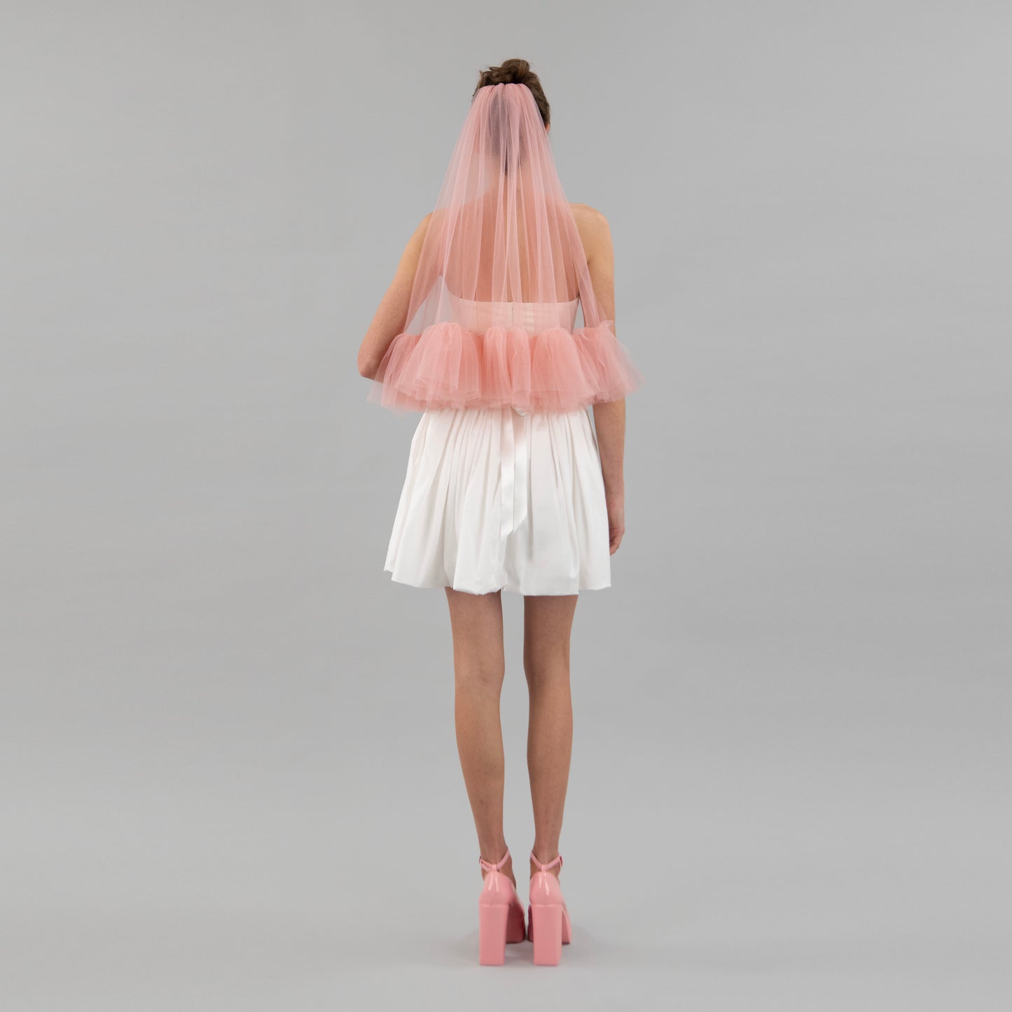 Blush Pink Single Tier Ruffle Veil