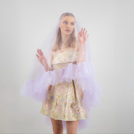 Lavender Purple Ruffle Veil