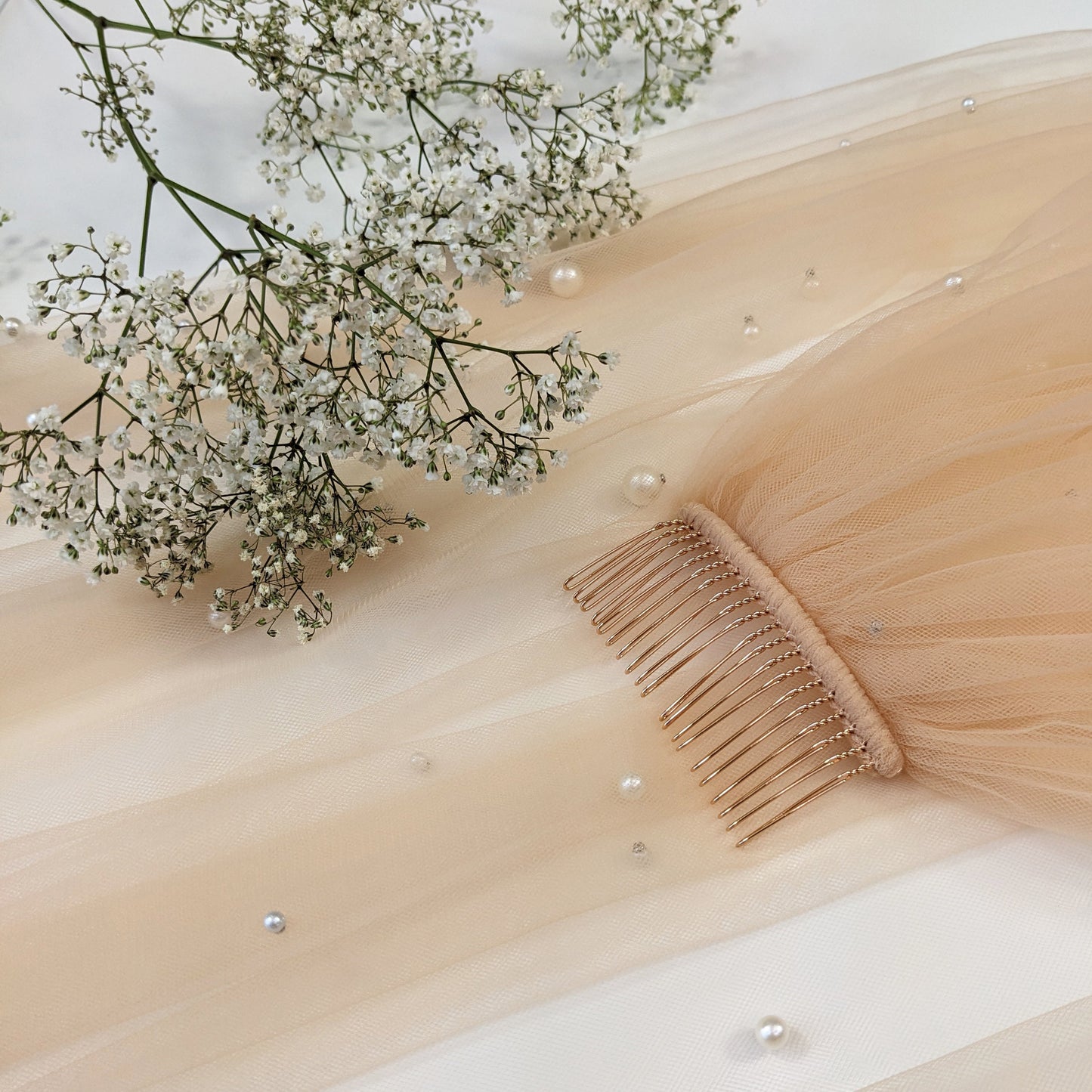 Dark Champagne Irregular Pearl Veil