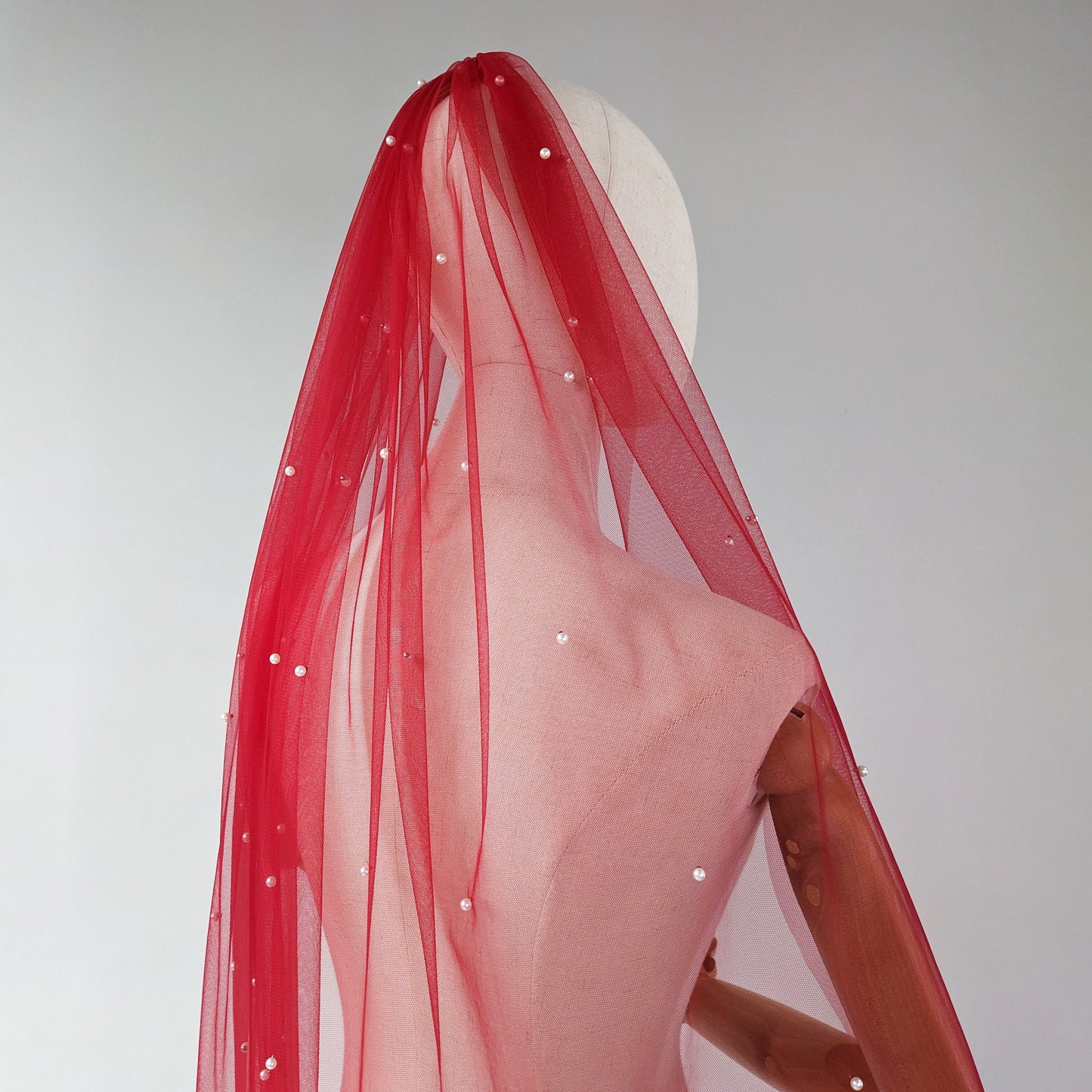Rose Red Pearl Veil