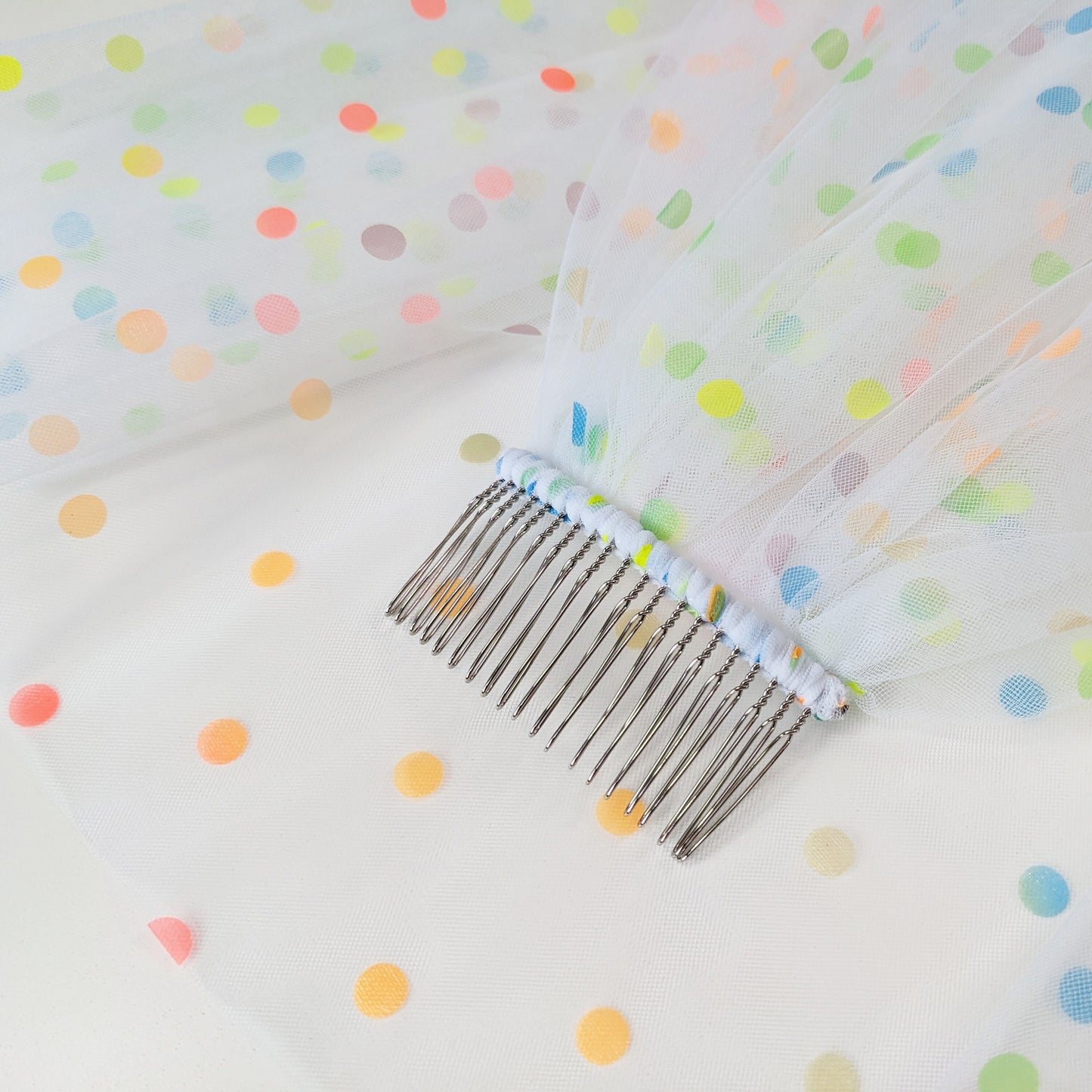 Ivory Rainbow Polka Dot Veil