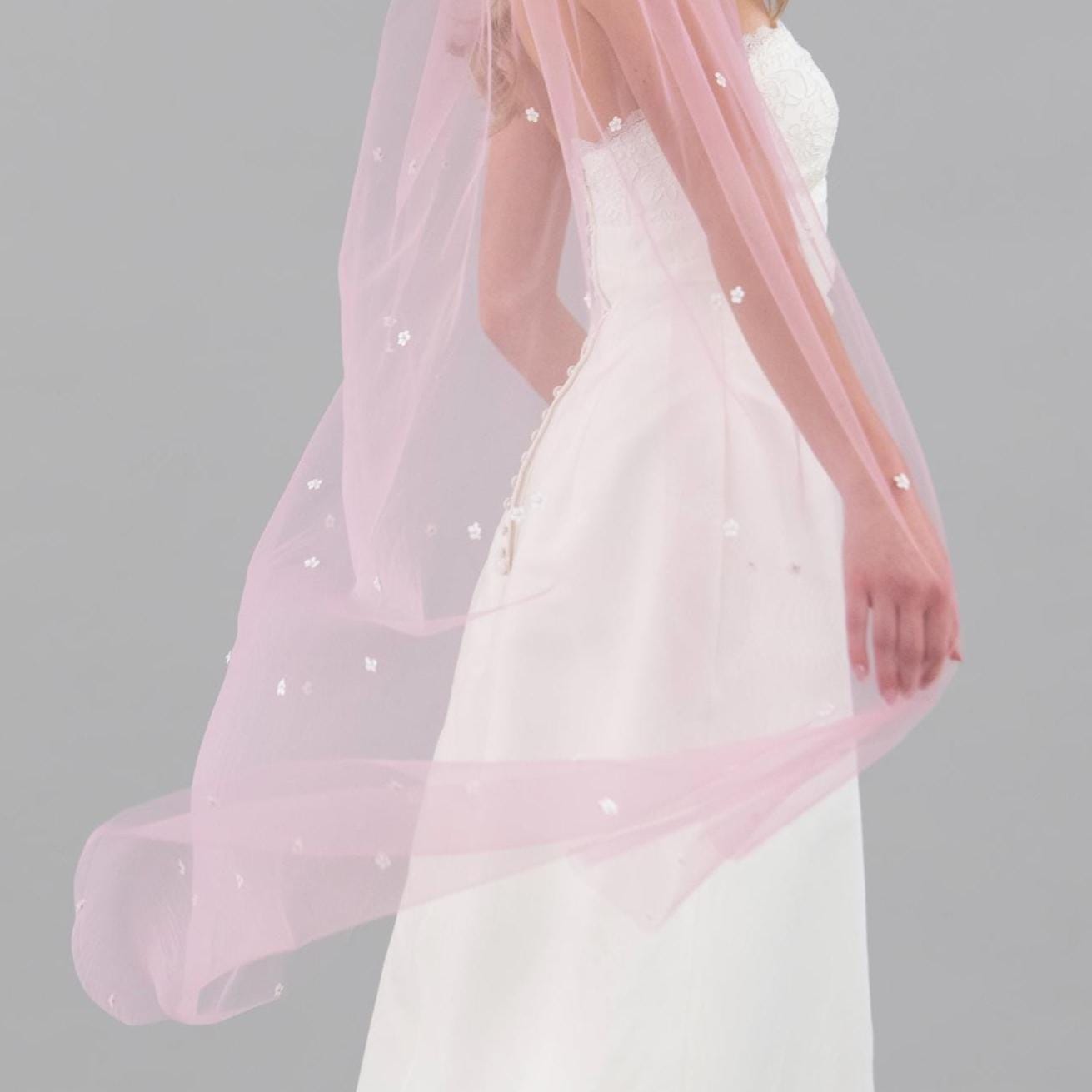 Rose Pink Mini Flower Veil