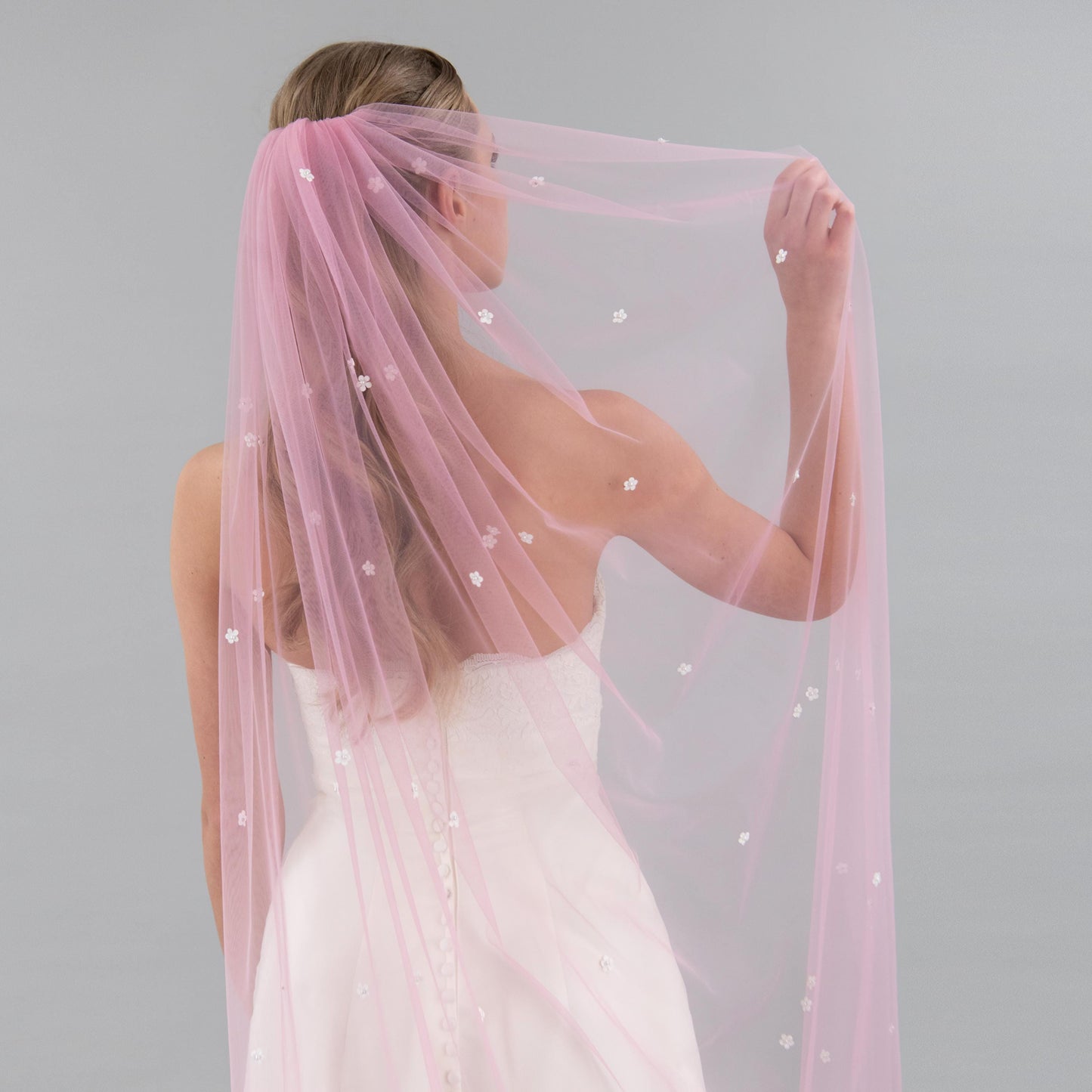 Rose Pink Mini Flower Veil