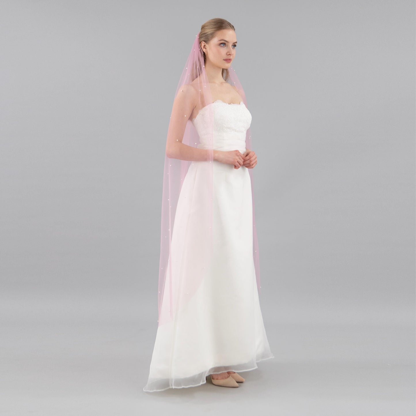 Rose Pink Pearl Veil
