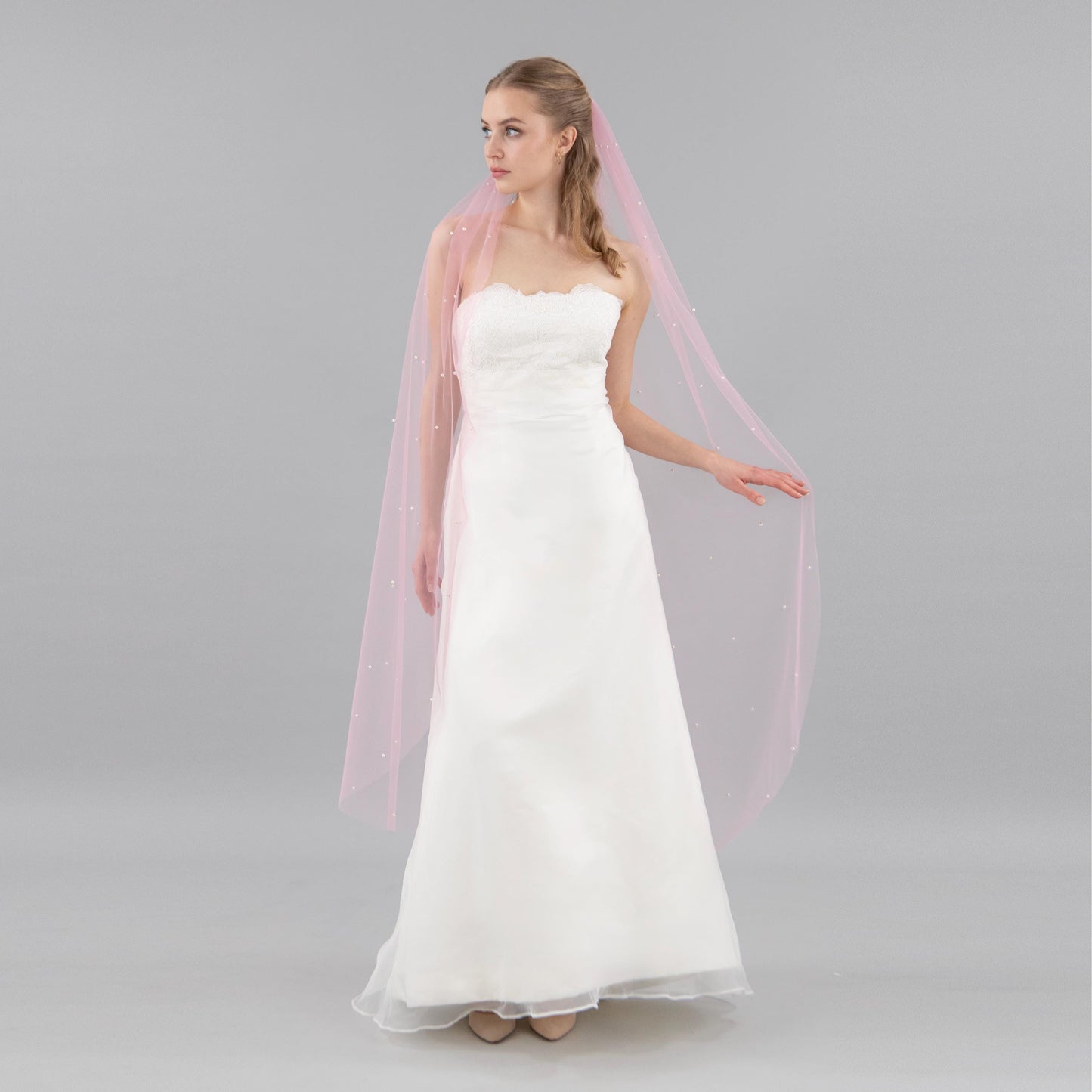Rose Pink Pearl Veil