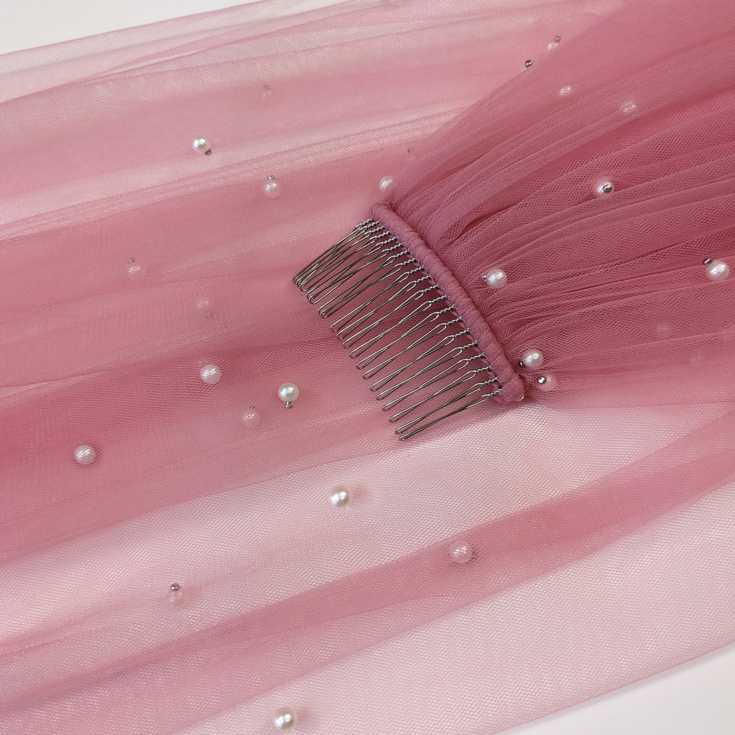 Dusty Pink Pearl Veil