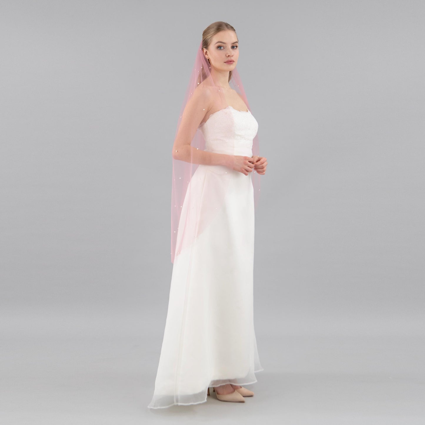 Dusty Pink Pearl Veil
