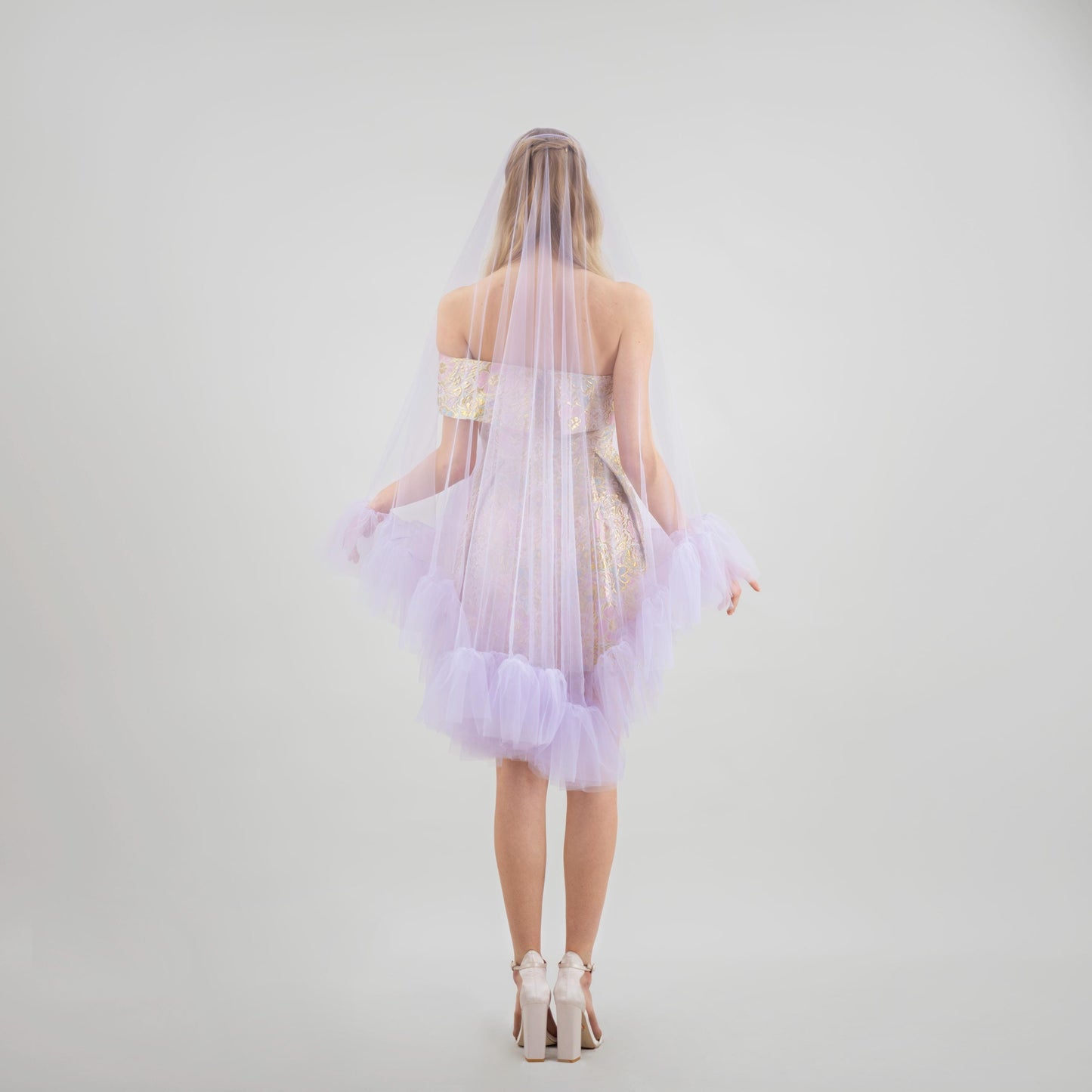 Lavender Purple Ruffle Veil