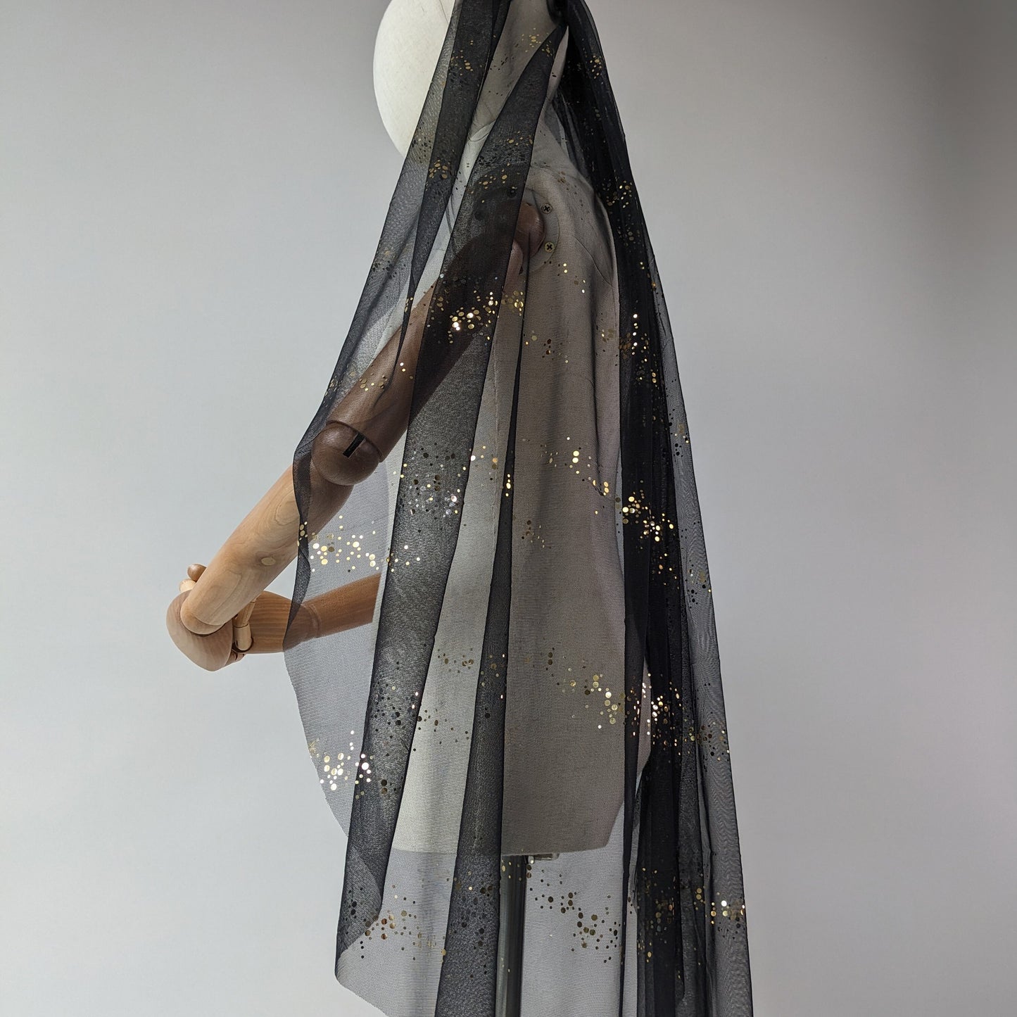 Black Large Gold Glitter Veil