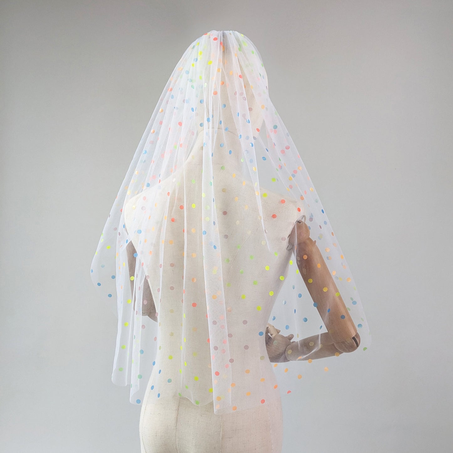 Ivory Rainbow Polka Dot Veil