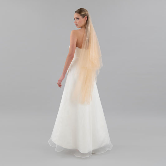 Dark Champagne Irregular Pearl Blusher Veil