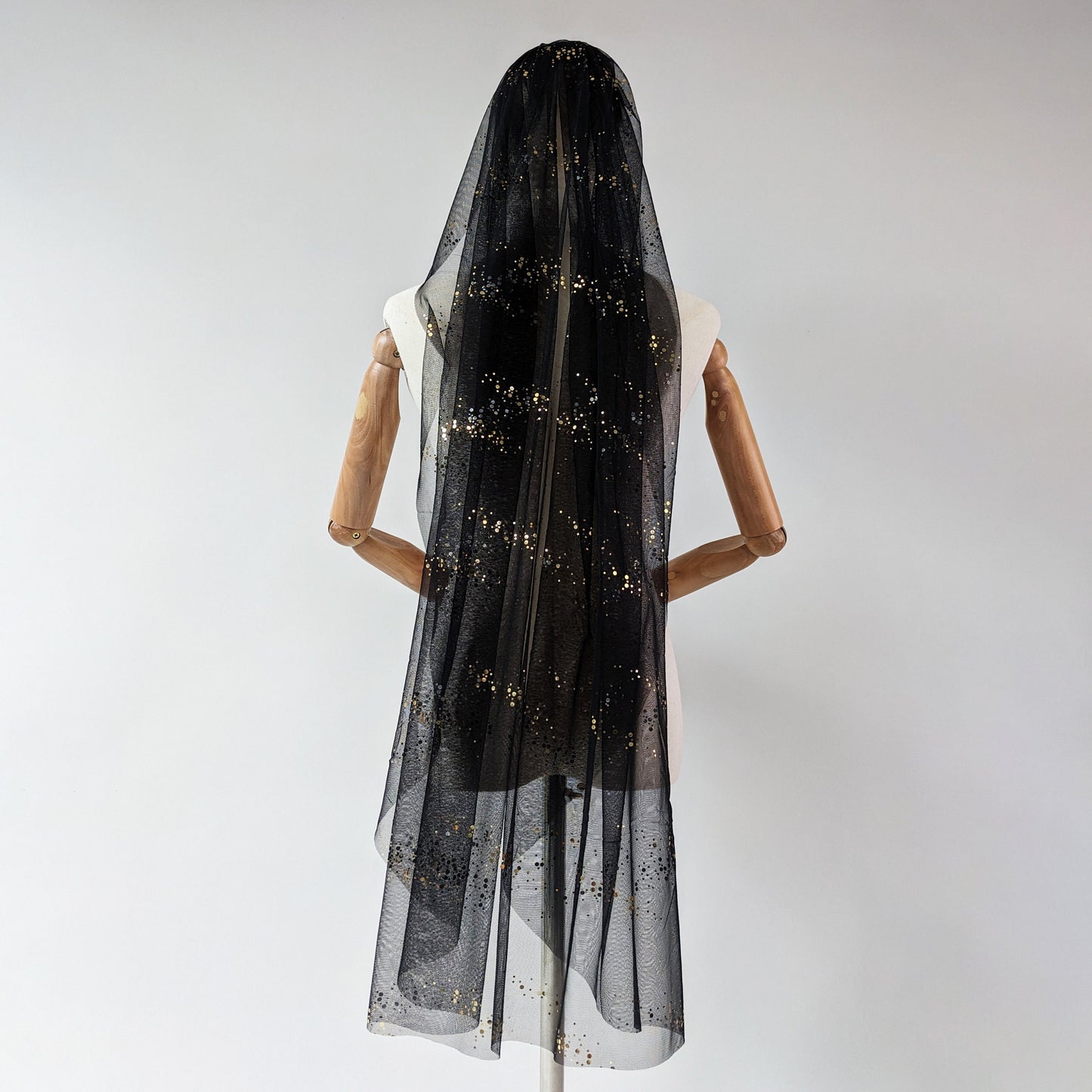 Black Large Gold Glitter Veil