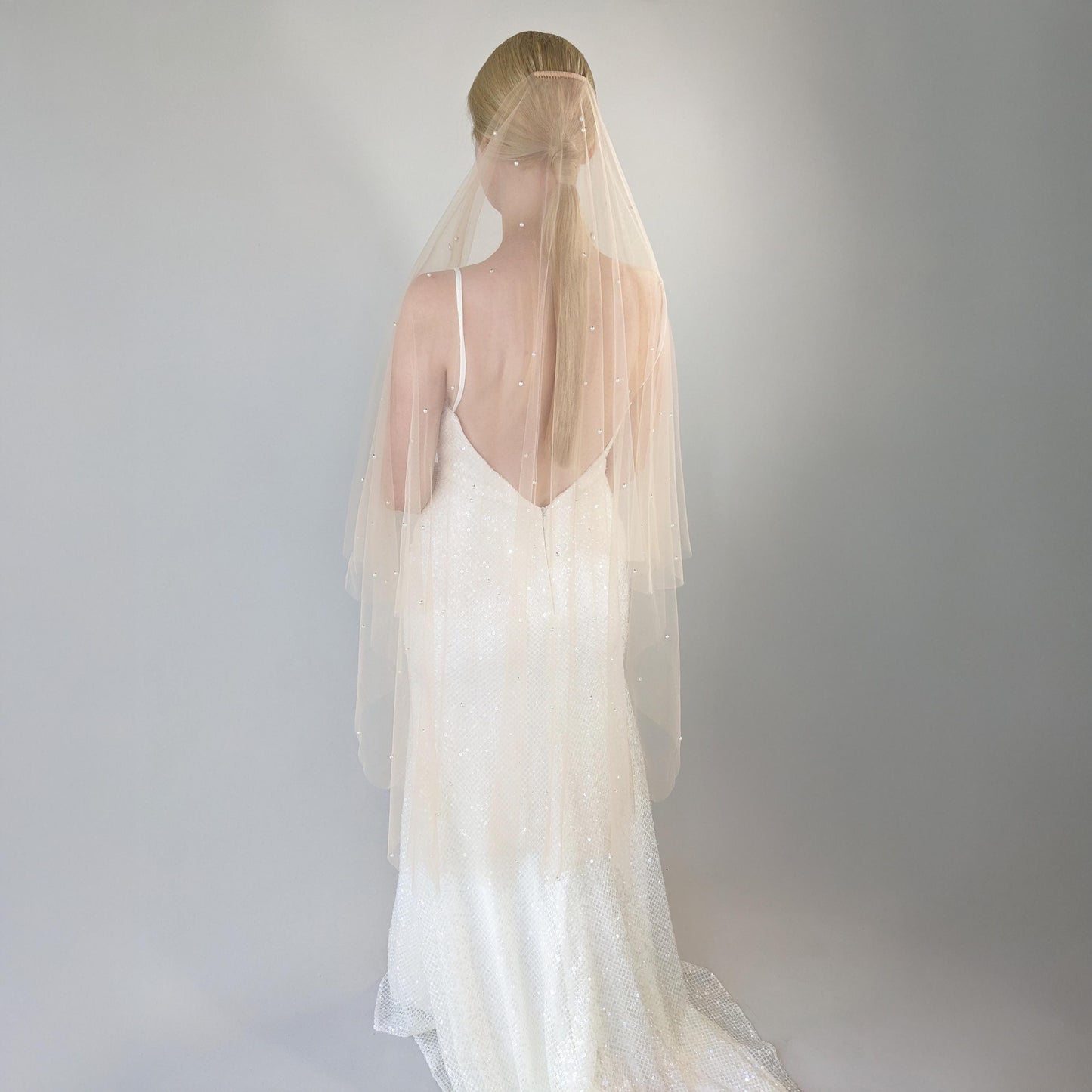 Dark Champagne Pearl Blusher Veil