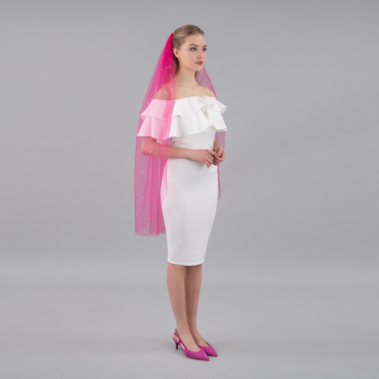 Hot Pink Pearl Veil