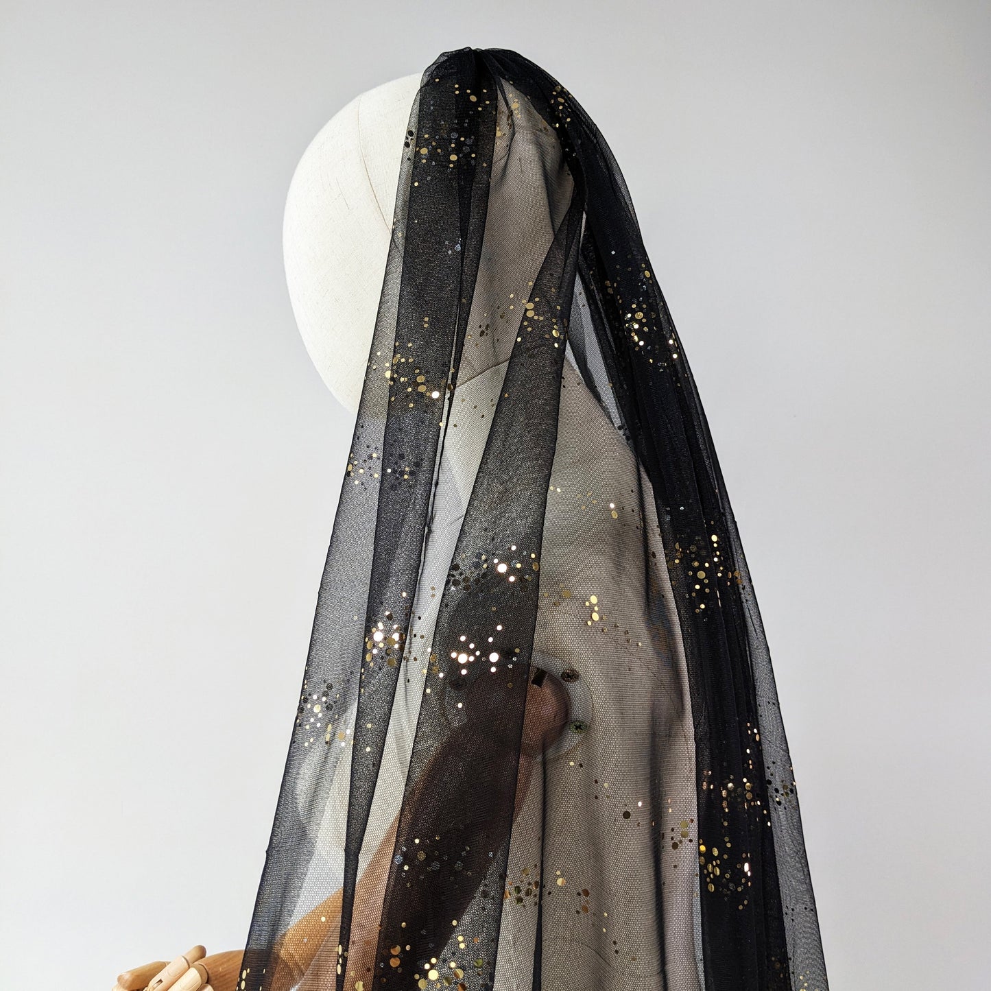 Black Large Gold Glitter Veil