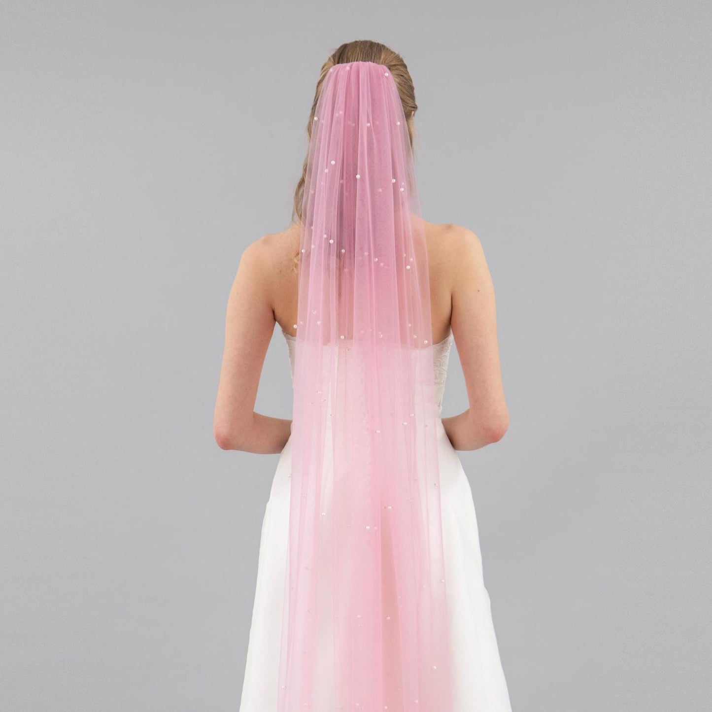 Rose Pink Pearl Veil